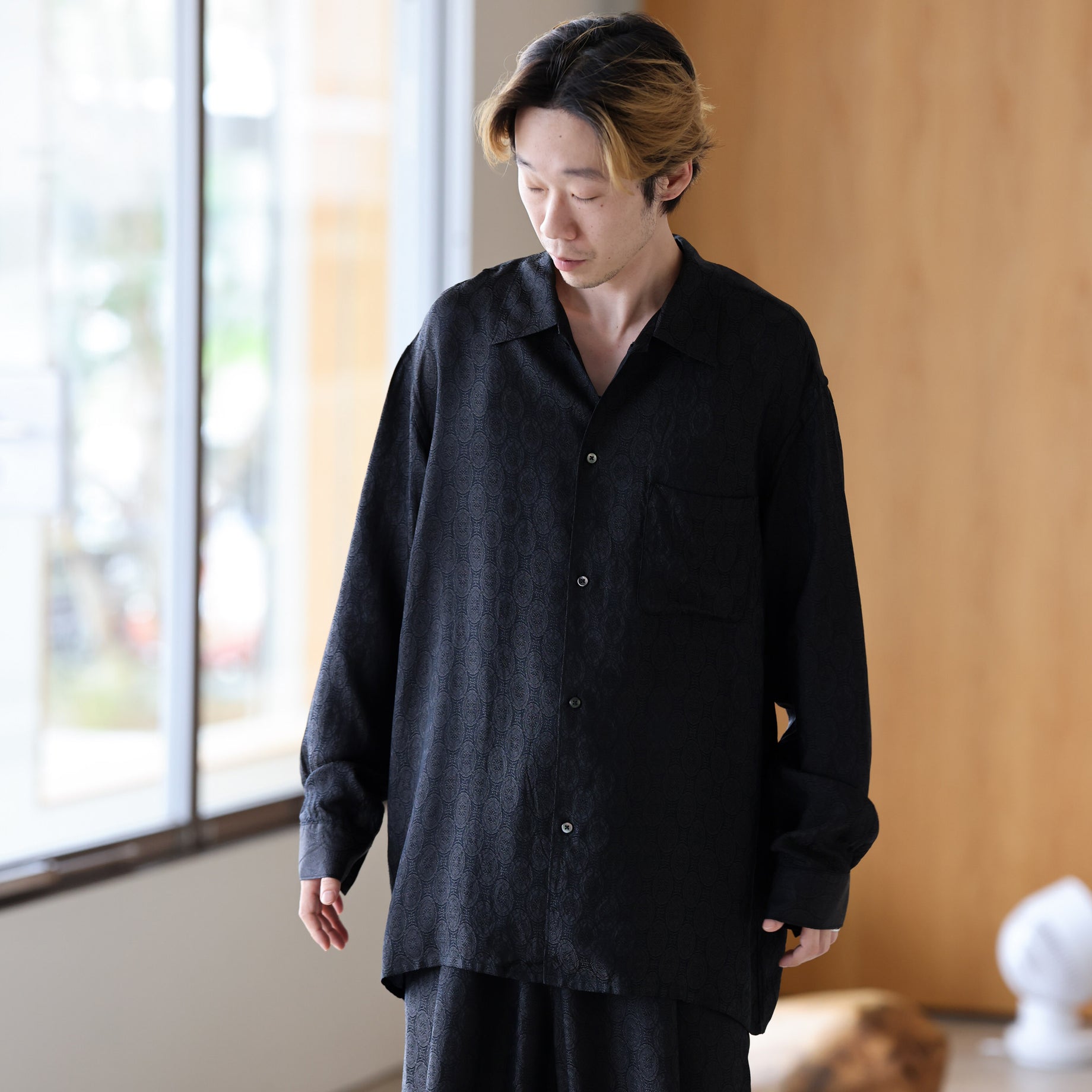 REGULAR COLLAR L/S SHIRTS(CHACOAL)