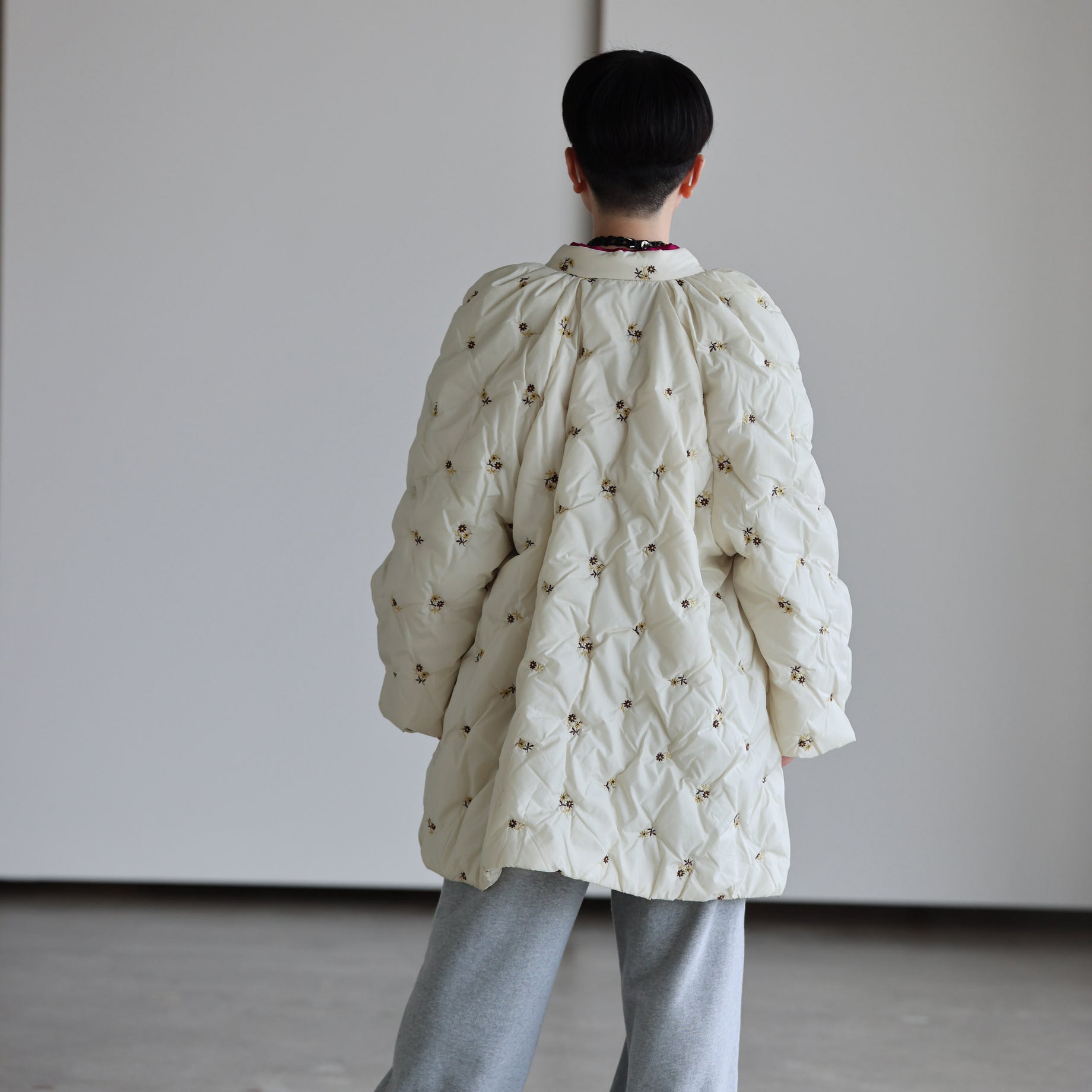 PADDED COAT - ORIGINAL FLORAL EMB.(IVORY)