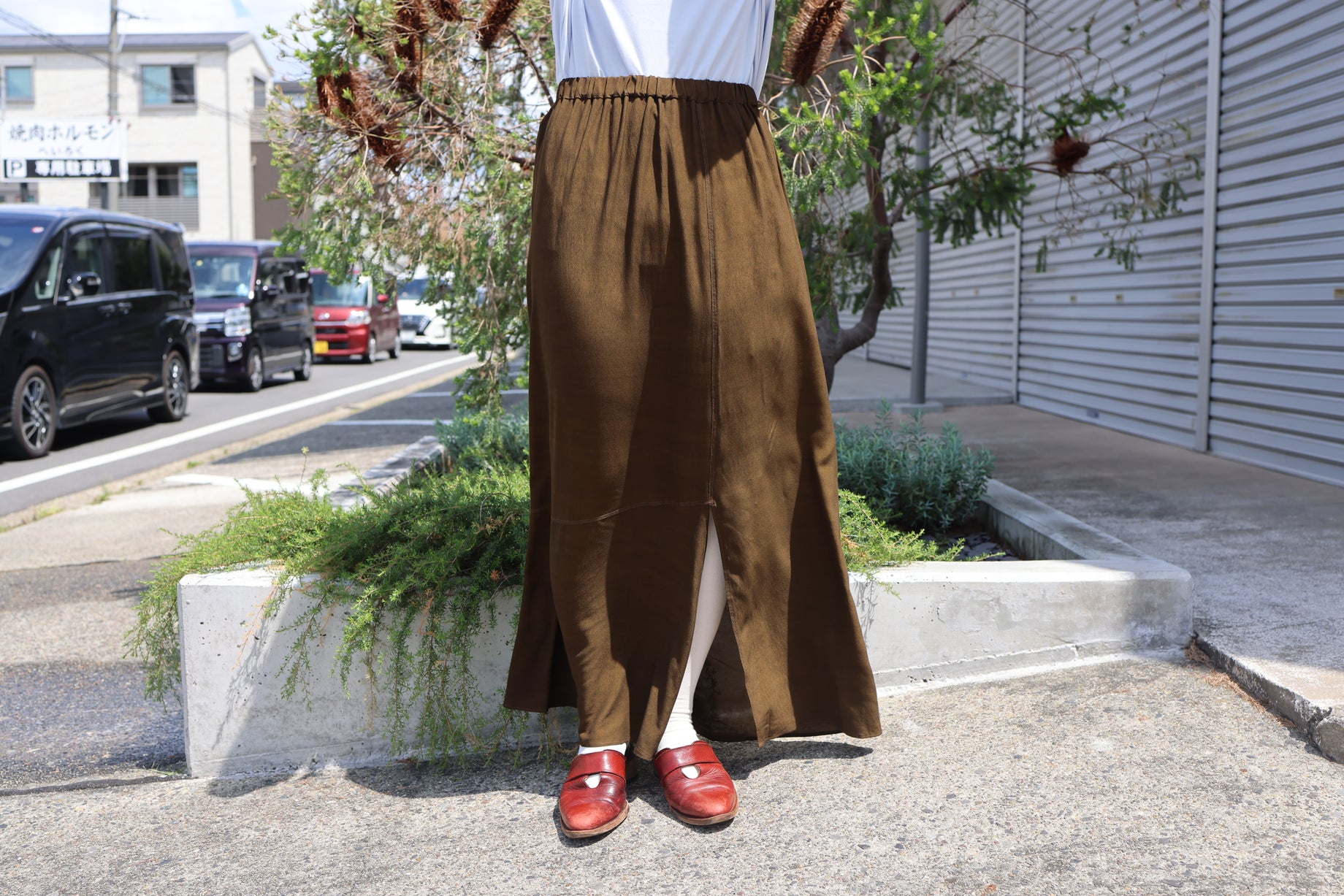 GATHER SKIRT(BROWN)