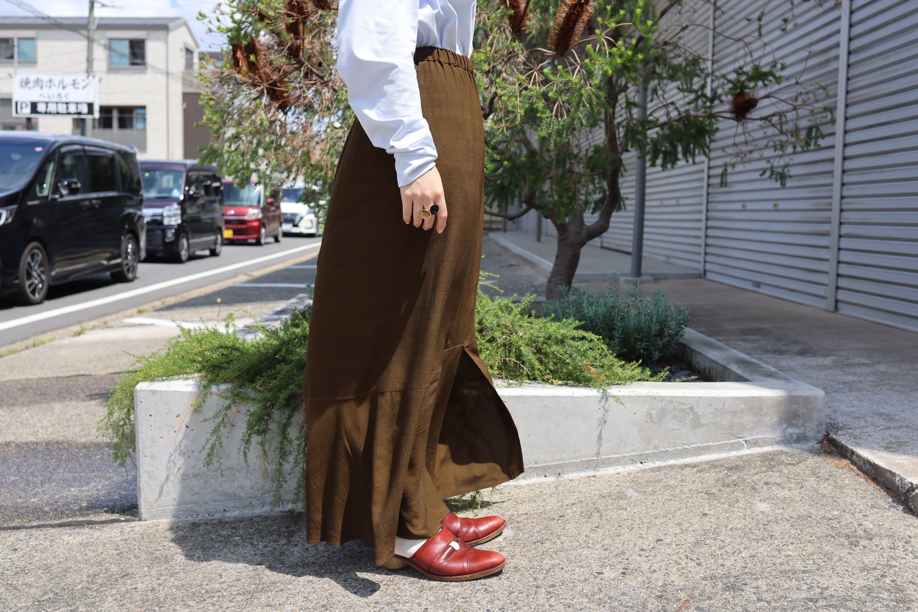 GATHER SKIRT(BROWN)
