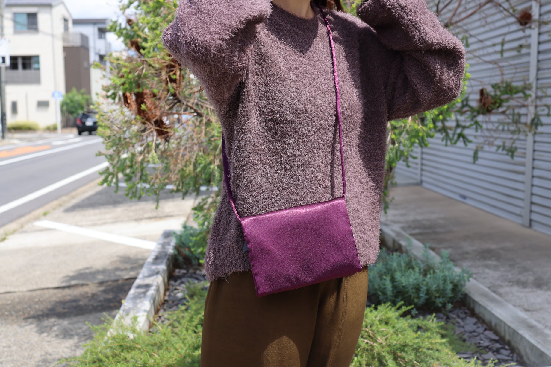 SATIN POCHETTE BAG(BURGUNDY)