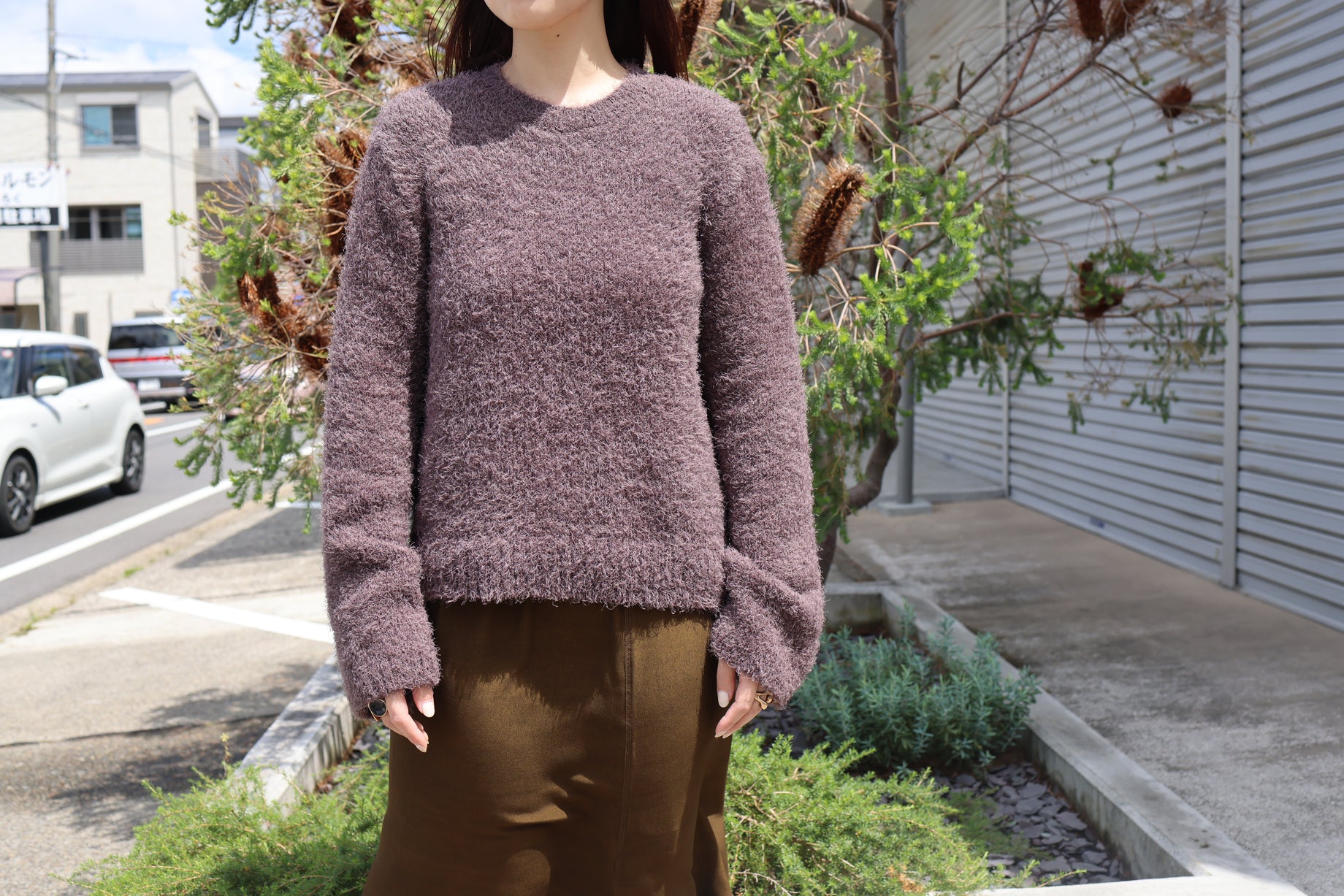 FUR CREWNECK SWEATER(BROWN)