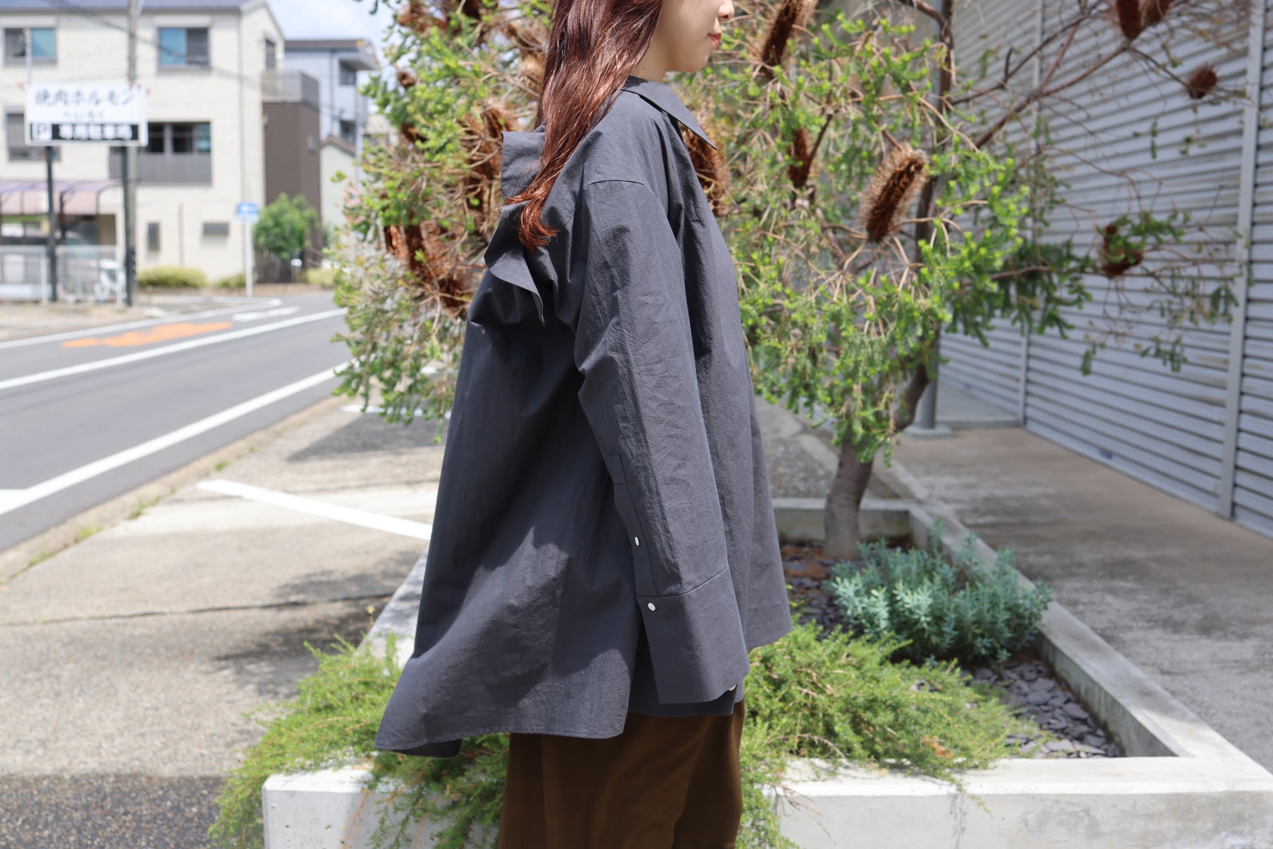 RUFFLED SHIRT(CHARCOAL)