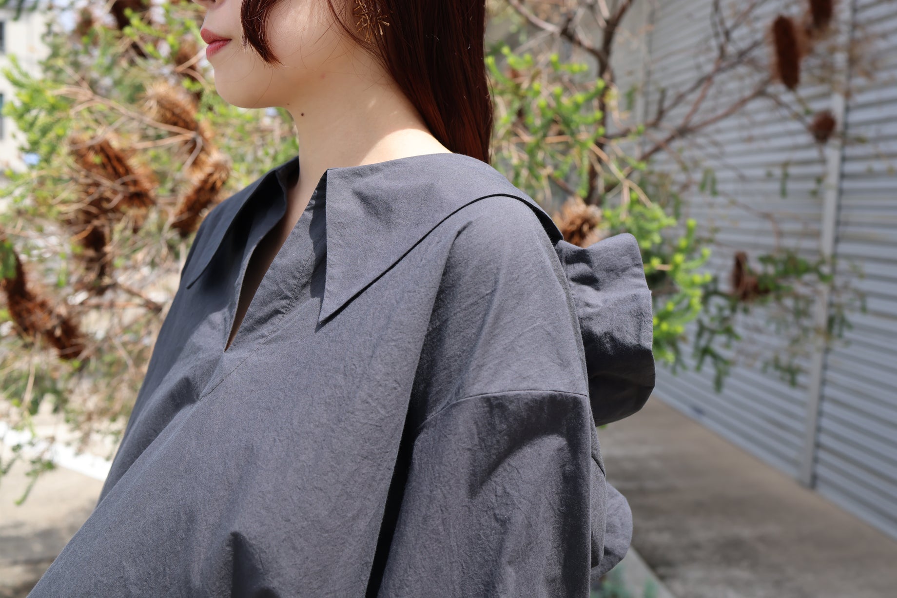 RUFFLED SHIRT(CHARCOAL)