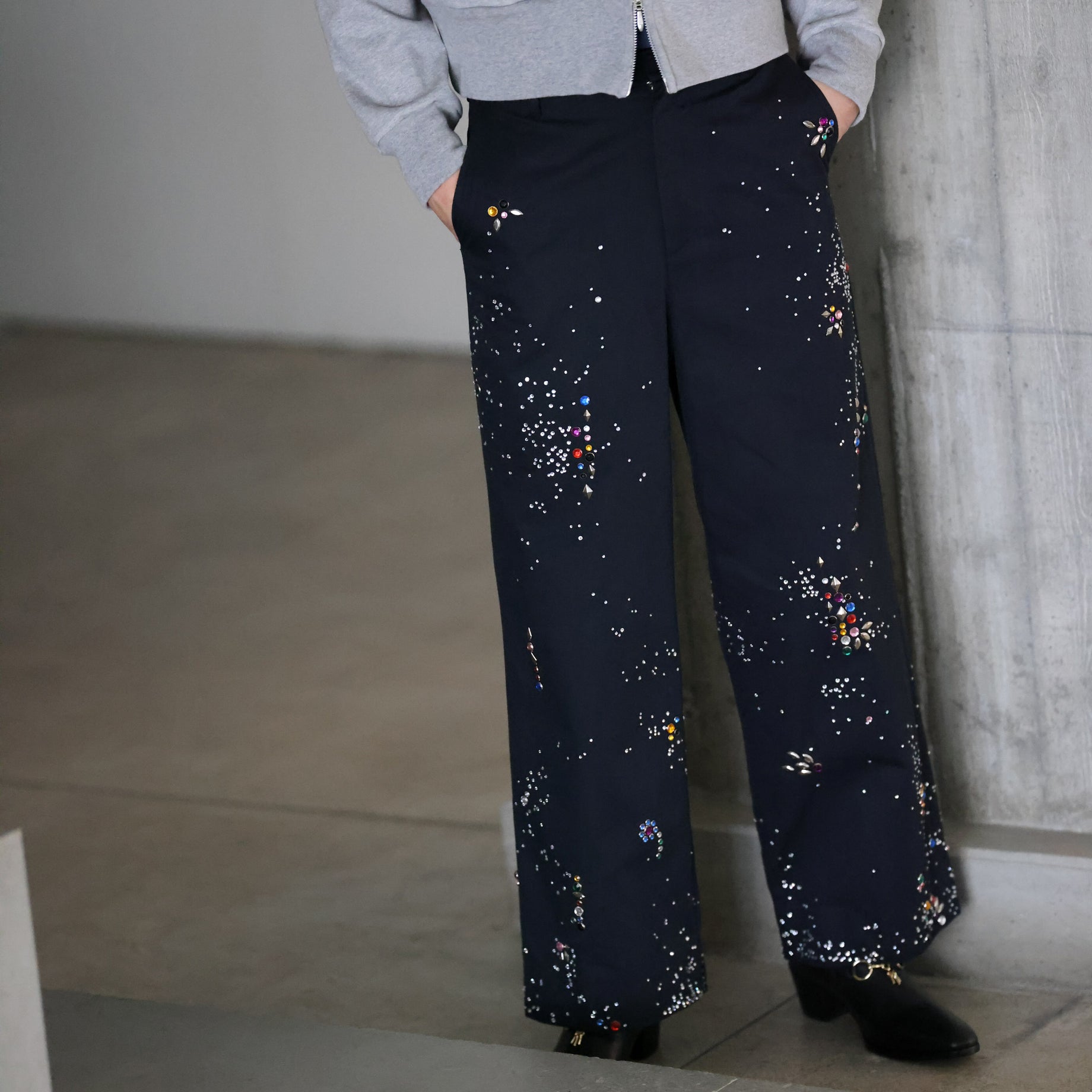 GALAXY STRAIGHT TROUSERS (DARK NAVY)