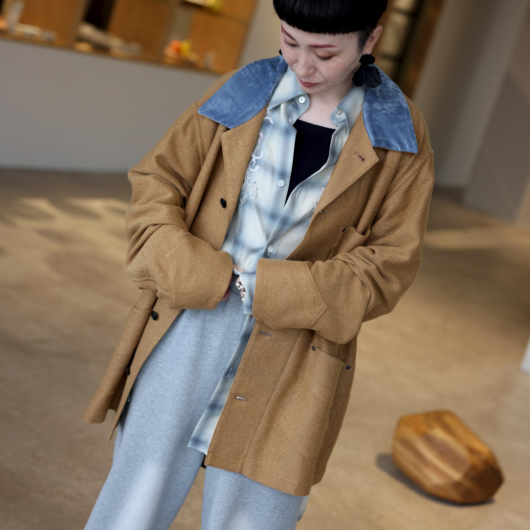 ALPACA VISCOSE TWINKLE COVERALL(CAMEL BEIGE)