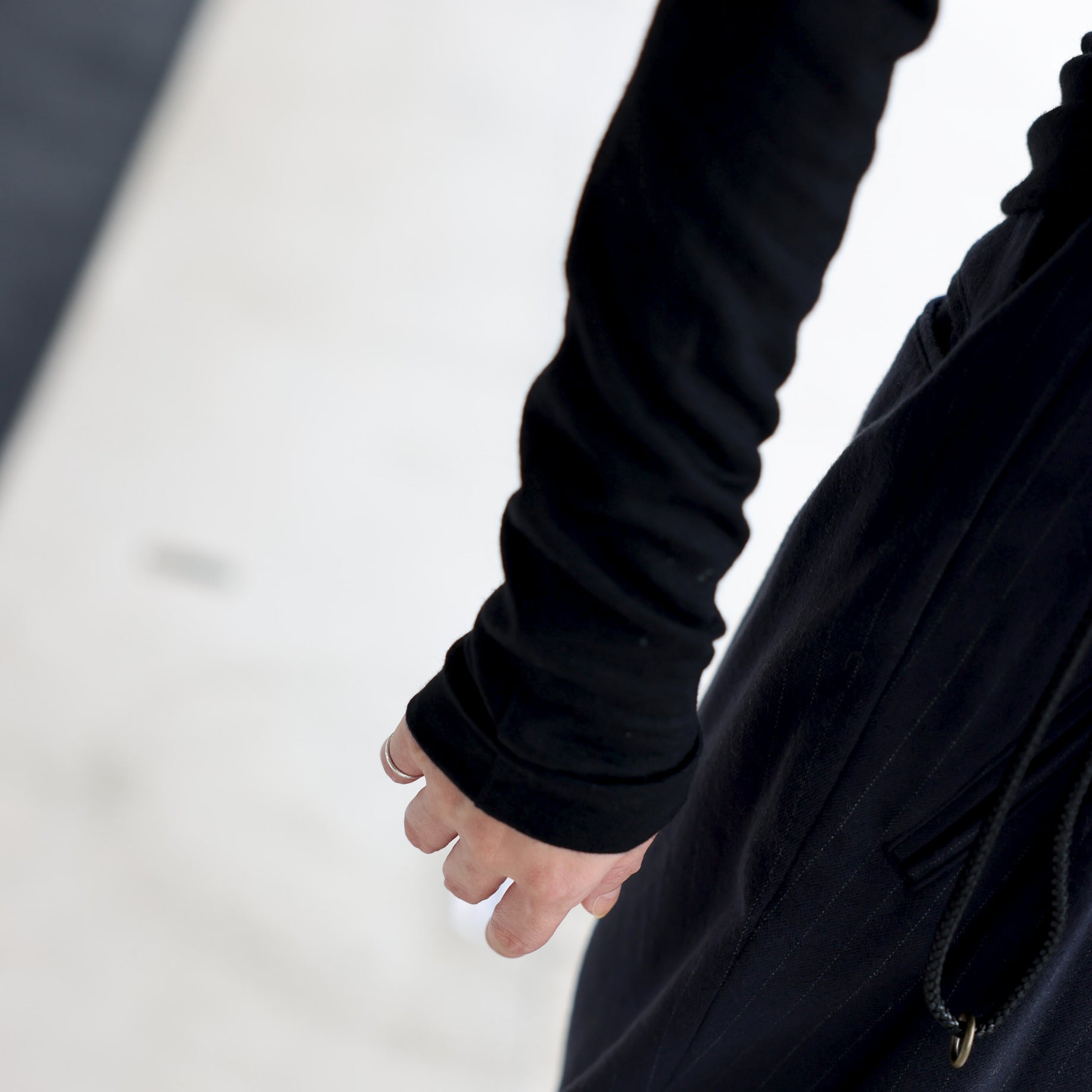 LINKING PATTERN WASHABLE WOOL JERSEY(BLACK)