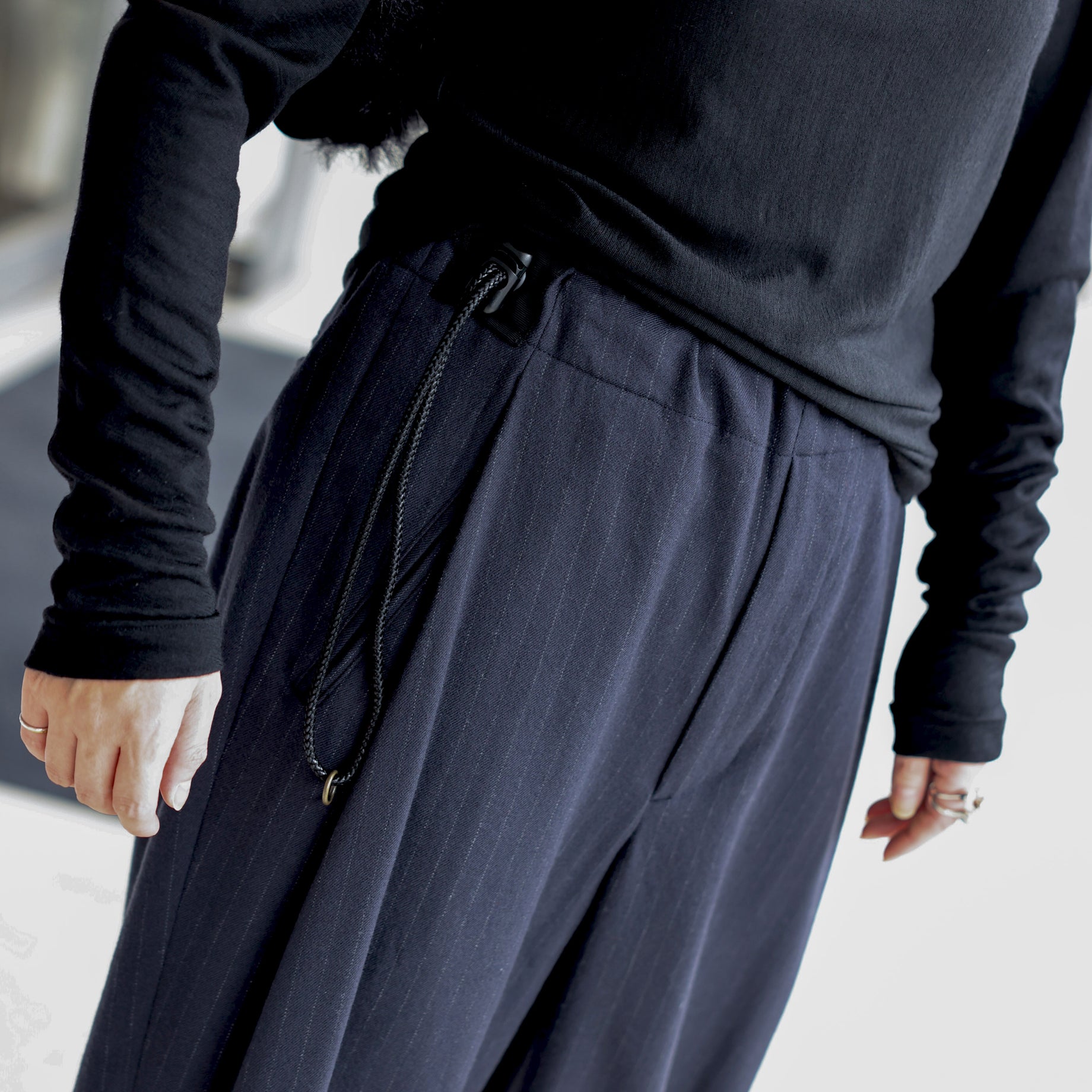 FLANNEL STRIPE NO-BRAINER PANTS(NAVY STRIPE)