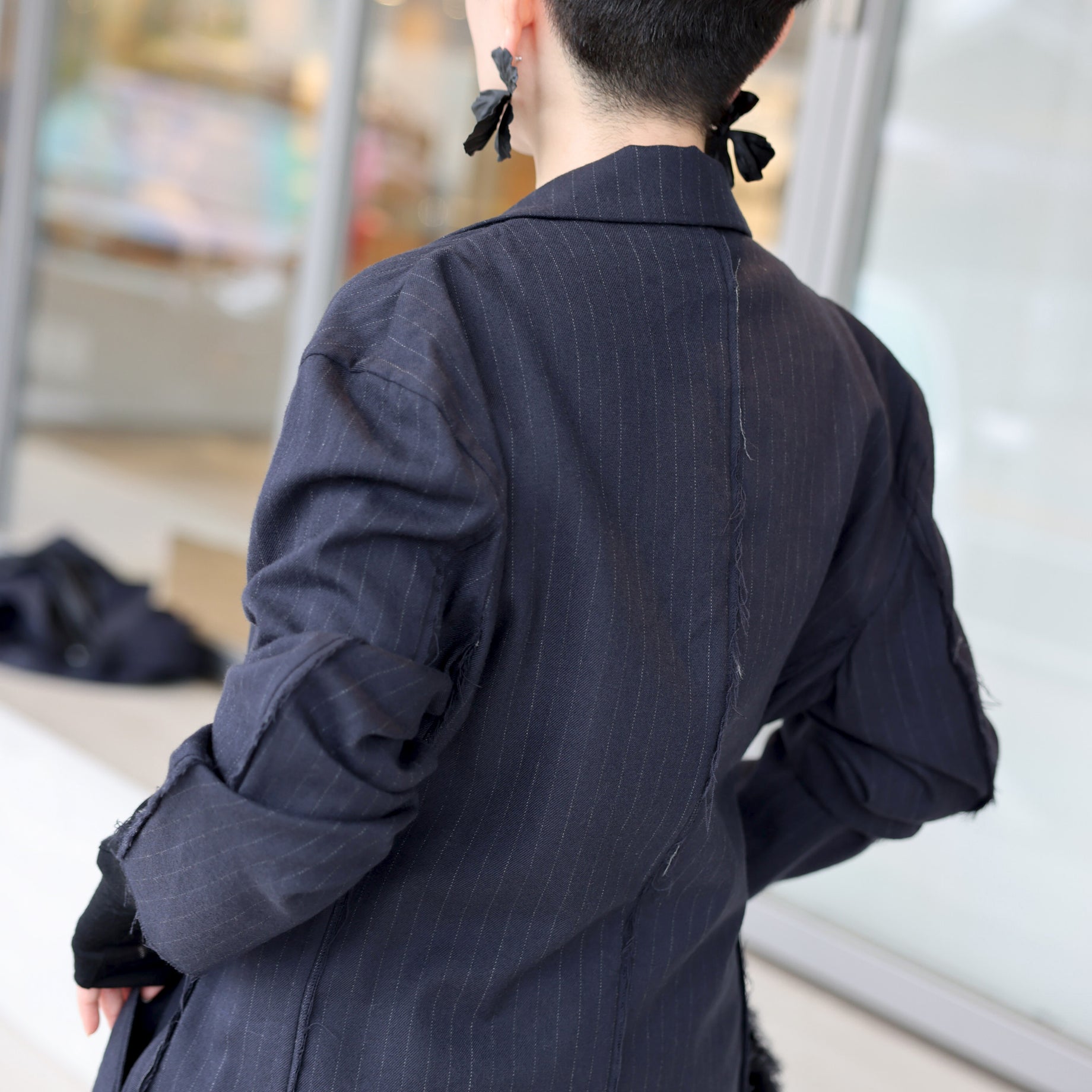 FLANNEL STRIPE BROKEN JACKET(NAVY STRIPE)