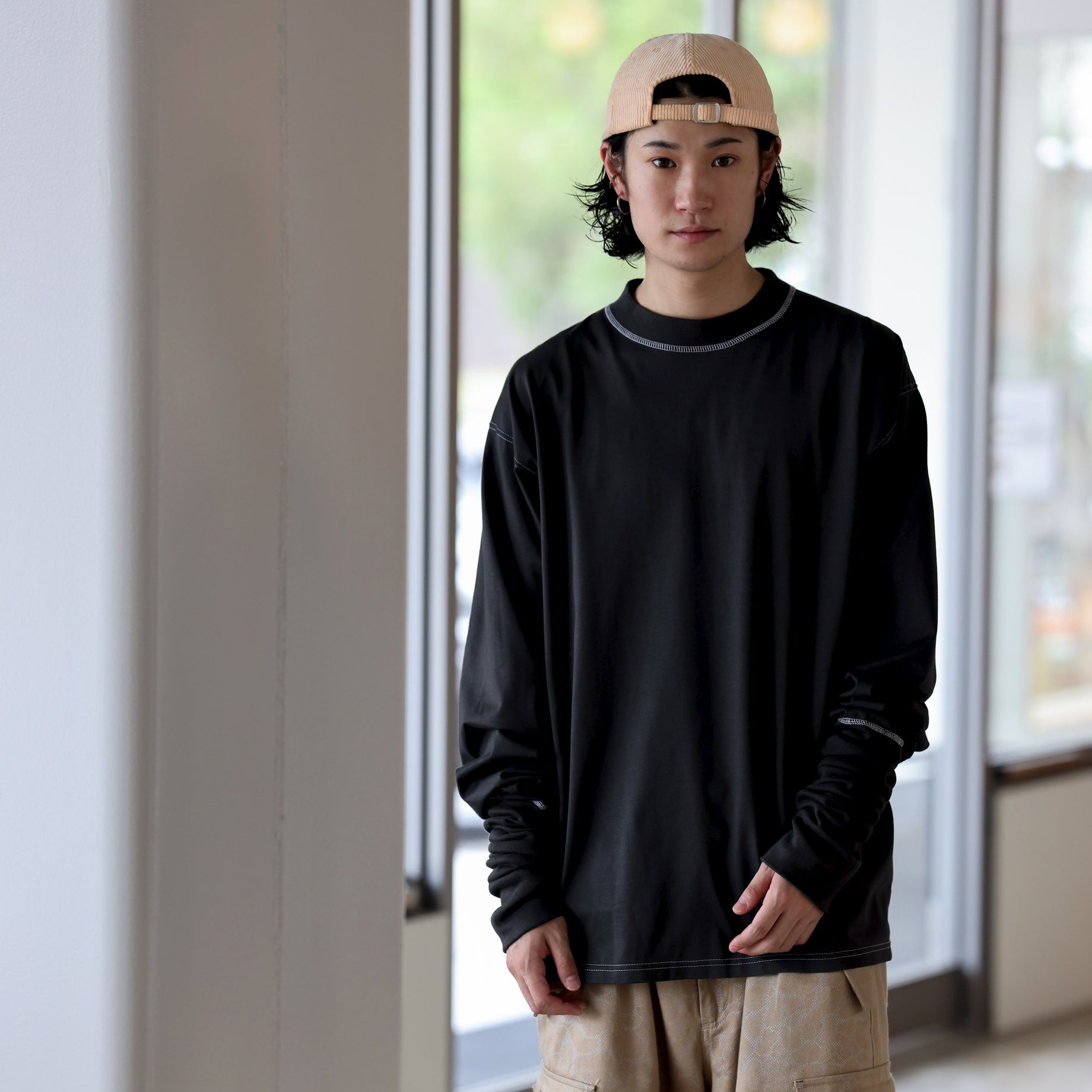 SUPER LONG RIB TEE (BLACK)