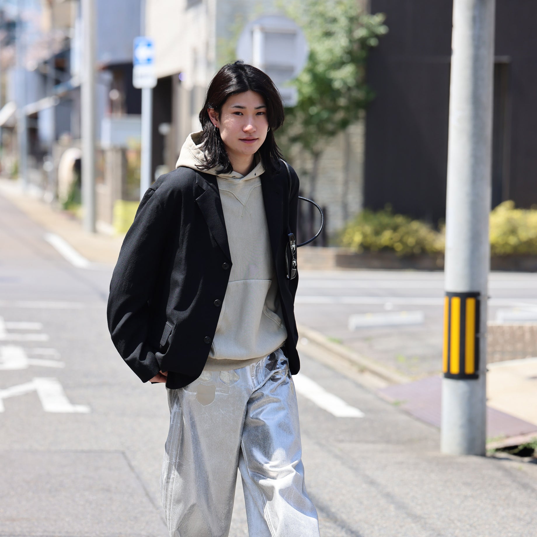 WOOL TROPICAL - 3 BUTTON JACKET(BLACK)