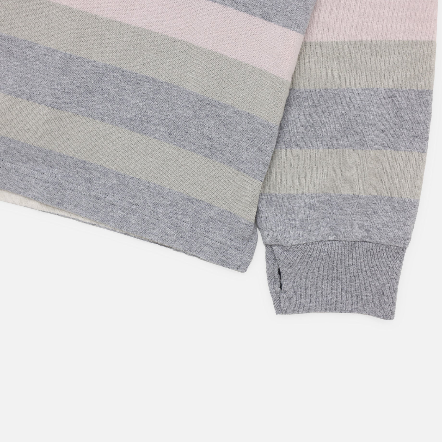 LONG-SLEEVE BORDER T-SHIRT(GRAY × PINK)
