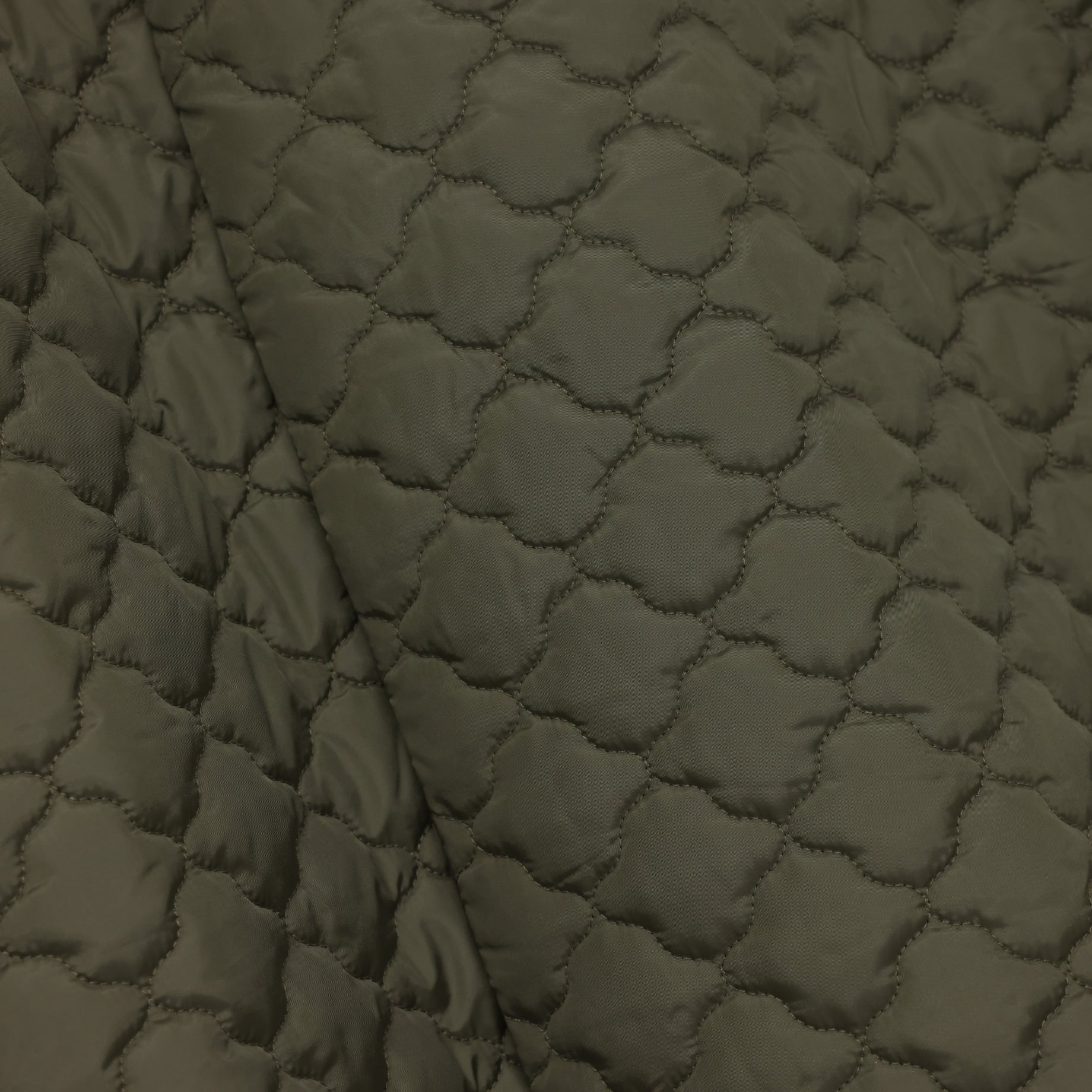 QUILTED BIG COLLAR A-LINE COAT(OLIVE)