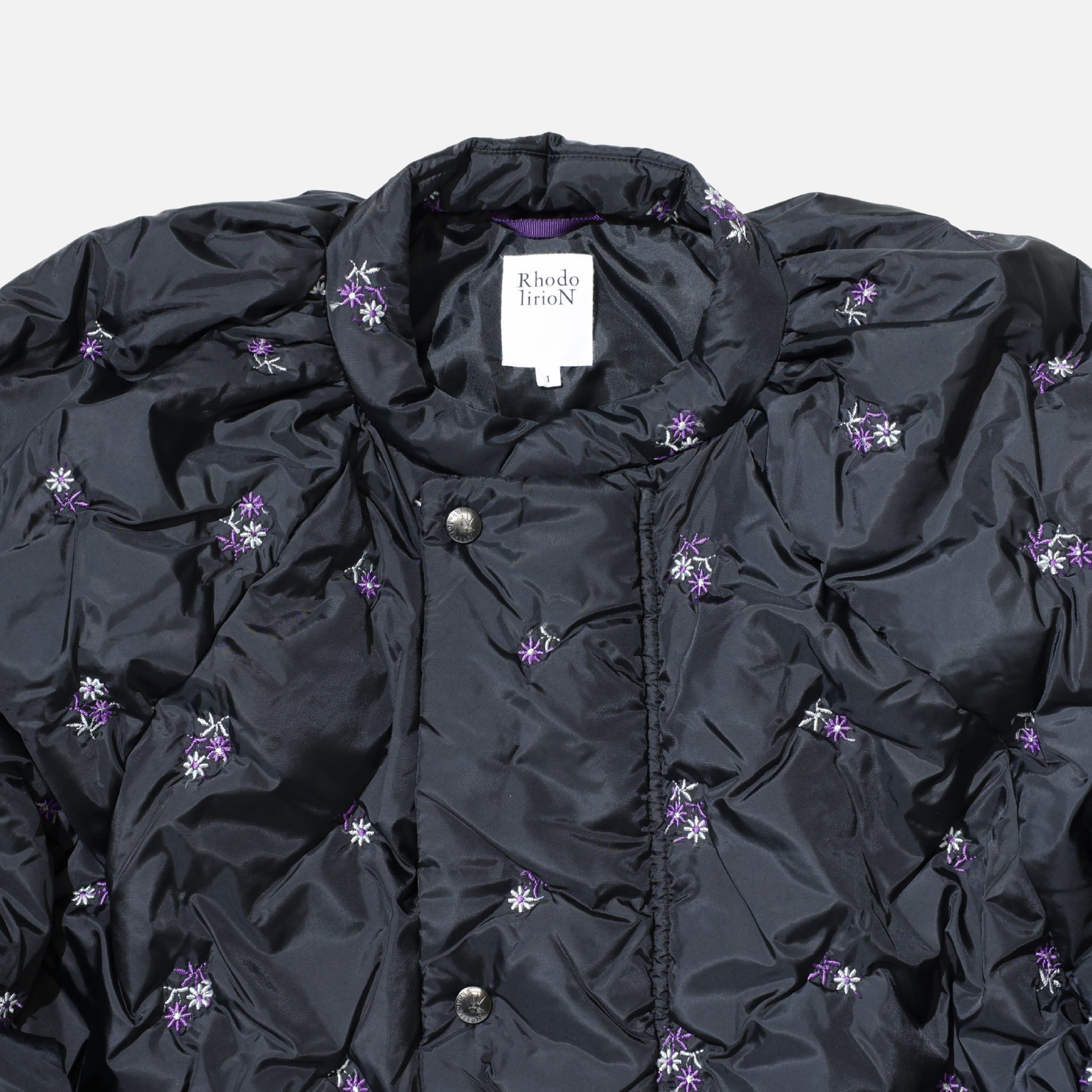 PADDED COAT - ORIGINAL FLORAL EMB.(BLACK)