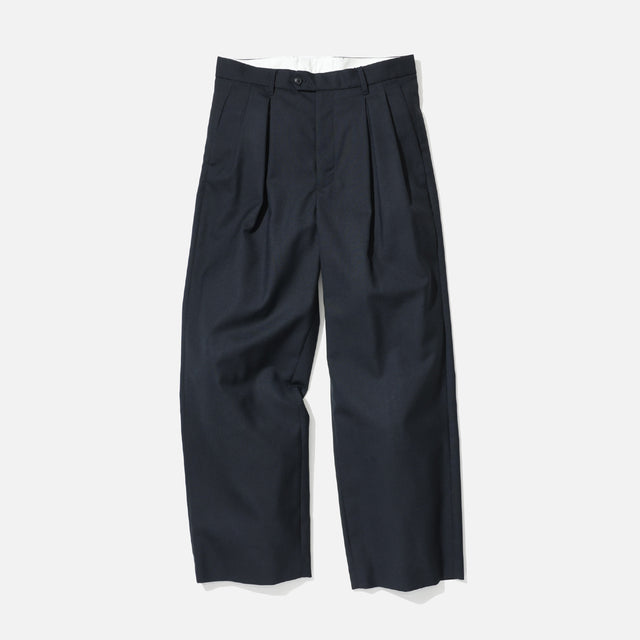 WOOL MAD CLOTH - 2 TUCK PANTS (BLACK)