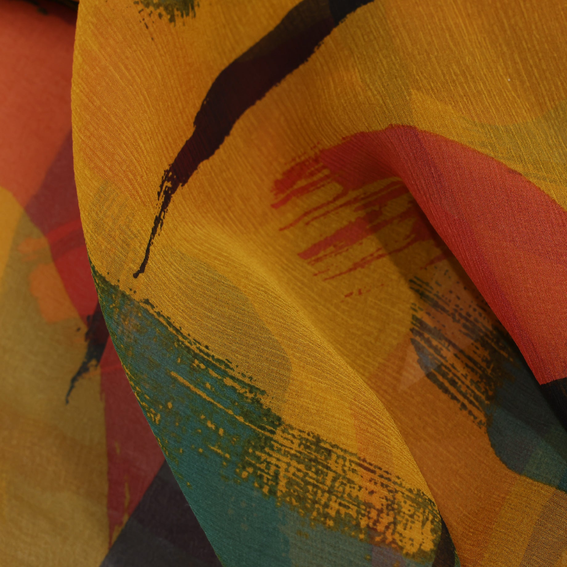 SILK SCARF ”CAMOUFLAGE”(BUFF YELLOW)
