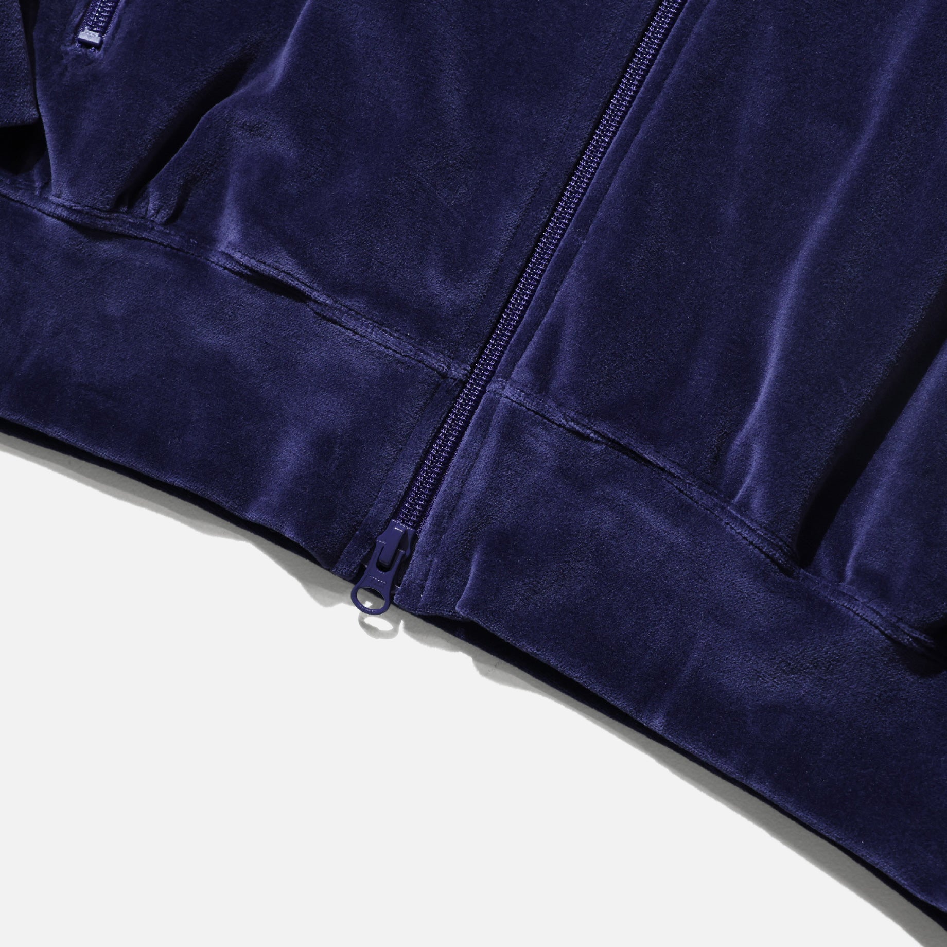 RIB COLLAR TRACK JACKET - C/PE VELOUR (NAVY)