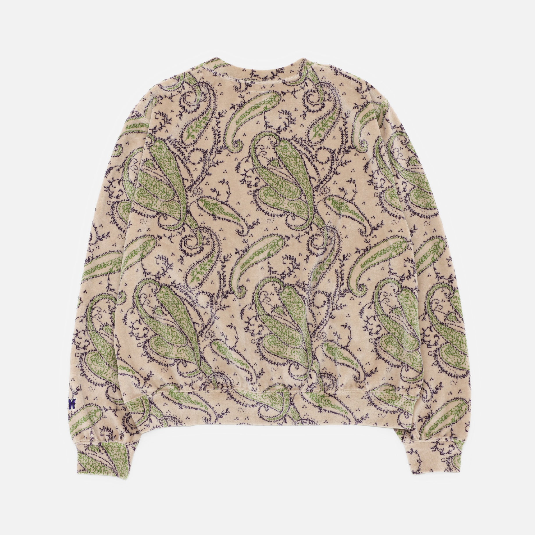 CREW SWEAT SHIRT - PAISLEY VELOUR JQ.(BEIGE)
