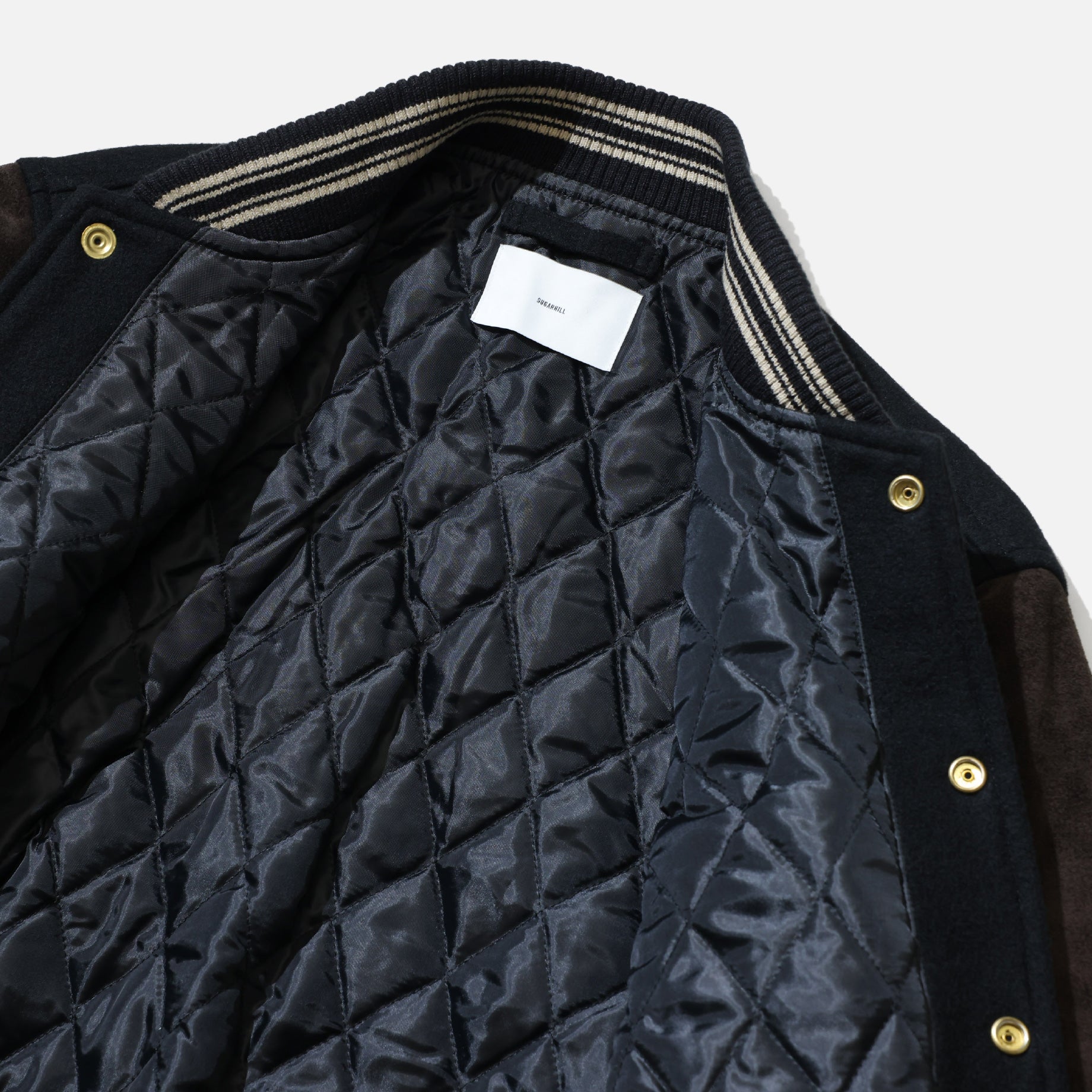 LEATHER STUDIUM JACKET (BLACK × BROWN)