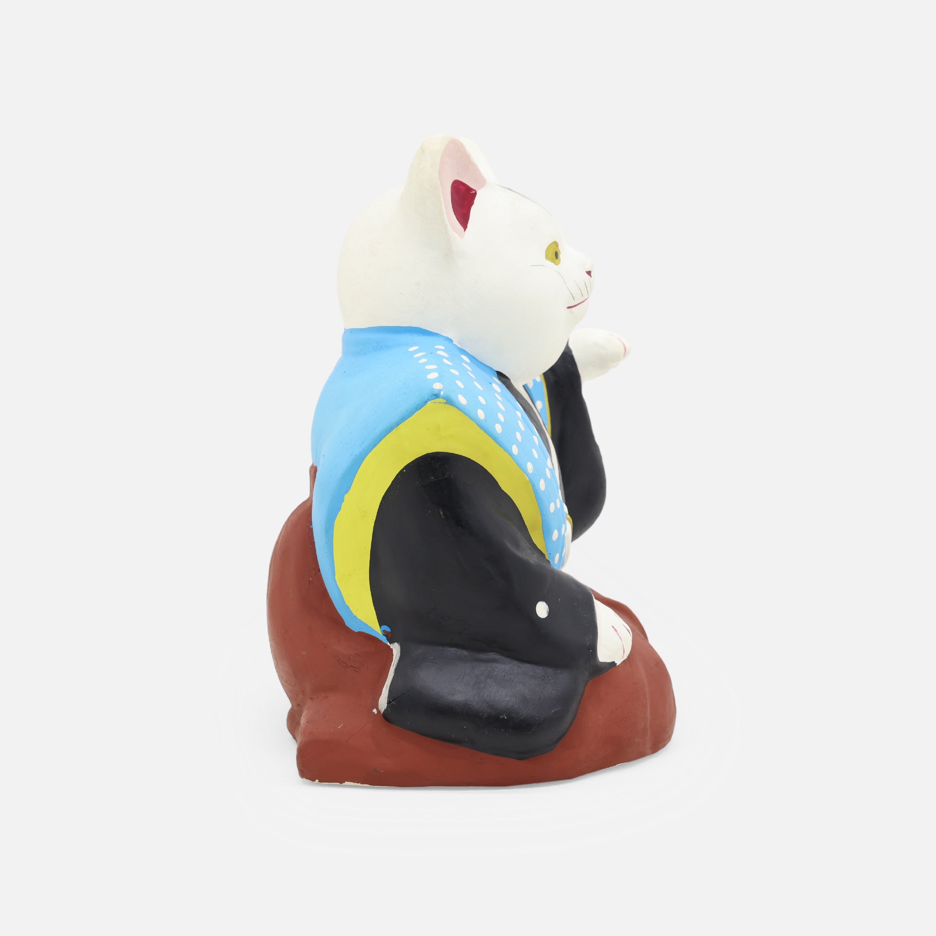 VINTAGE JAPANESE FOLK ART POTERY FIGURE(MANEKI-NEKO)