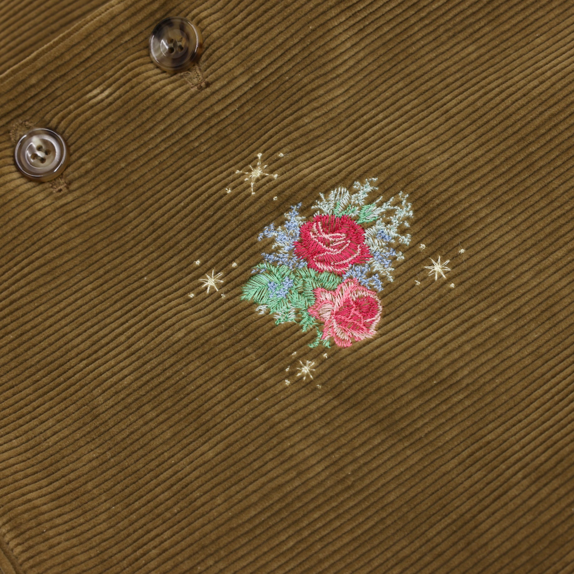 CORDUROY EMBROIDERY VEST(CAMEL)
