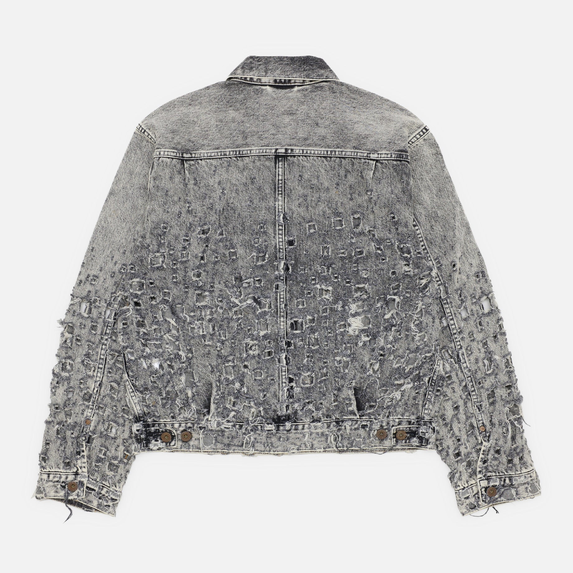 CRASHED BLACK MODERN DENIM JACKET(FADED BLACK)