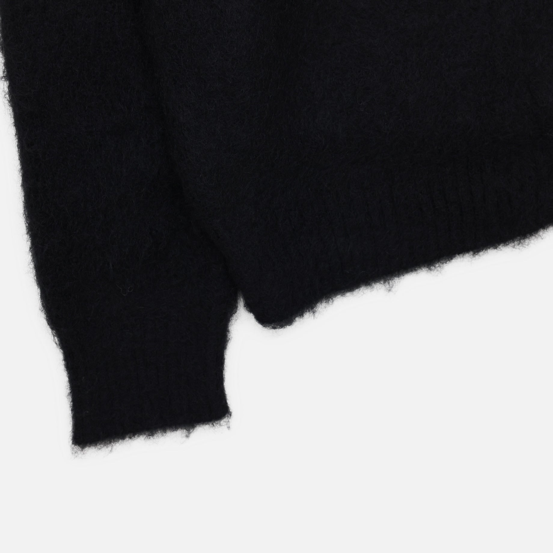 ZIPPED MOHAIR CARDIGAN - SOLID(BLACK)