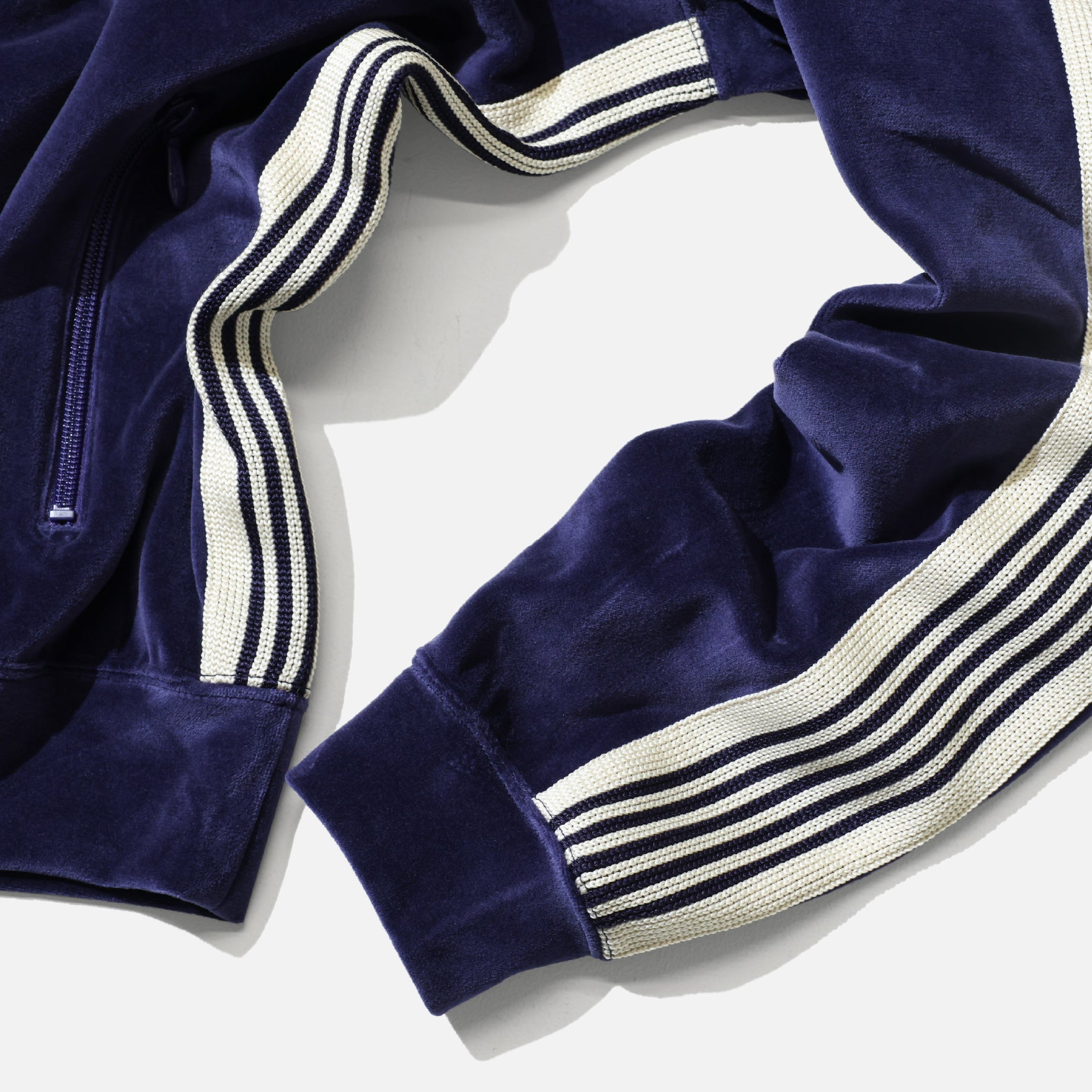 RIB COLLAR TRACK JACKET - C/PE VELOUR (NAVY)