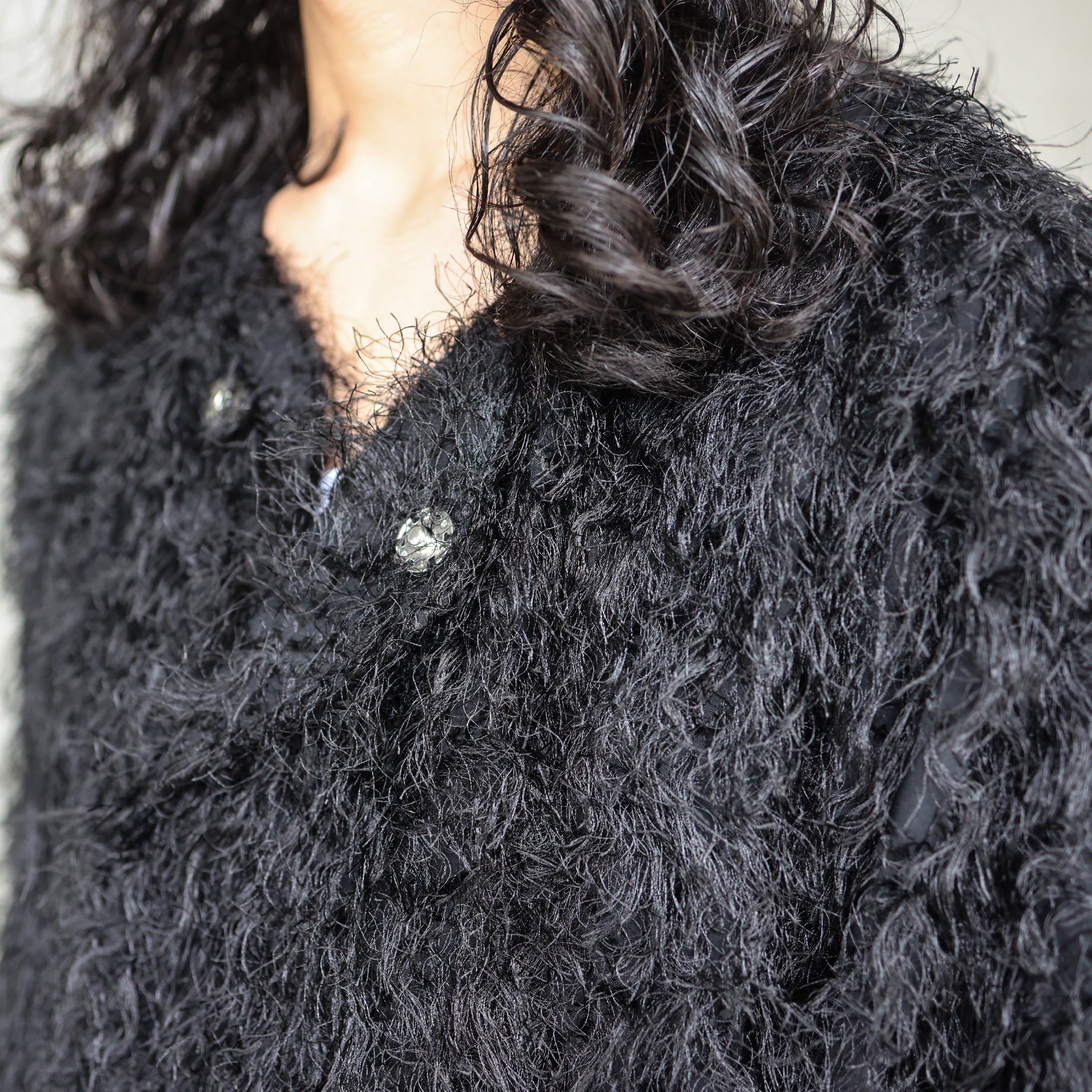 SNAP CARDIGAN JACKET - PE/R ARGYLE FRINGE JQ.(BLACK)
