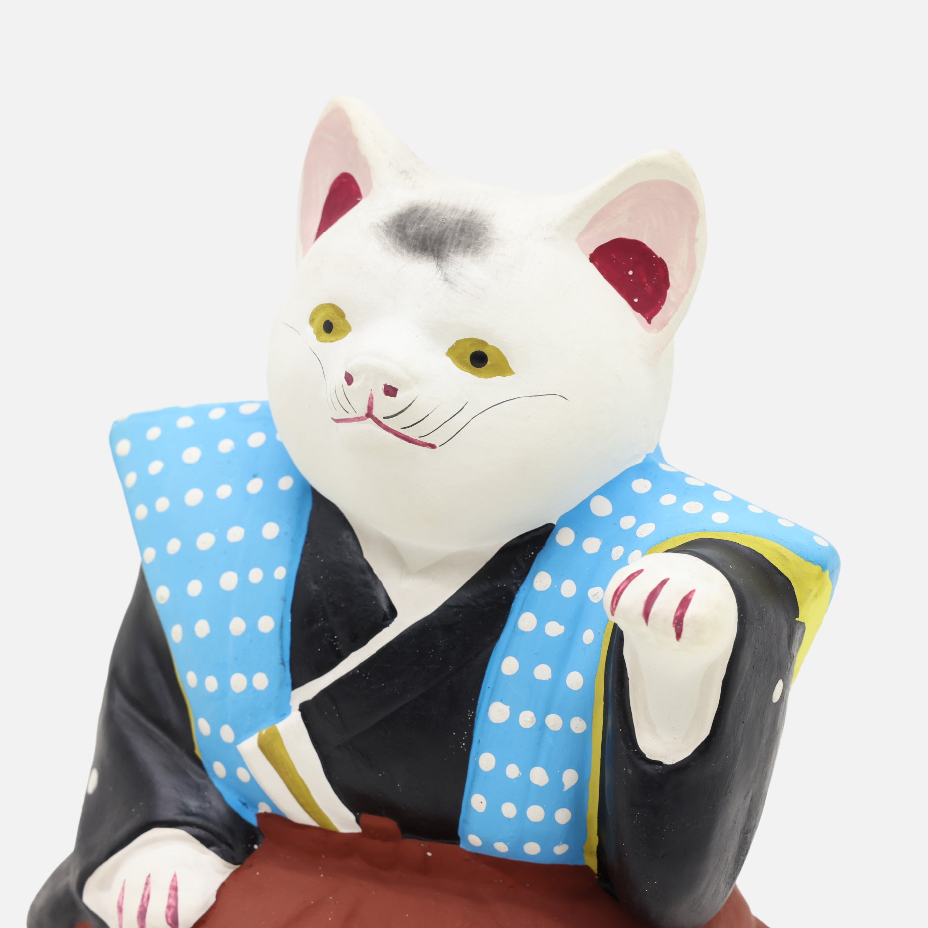 VINTAGE JAPANESE FOLK ART POTERY FIGURE(MANEKI-NEKO)
