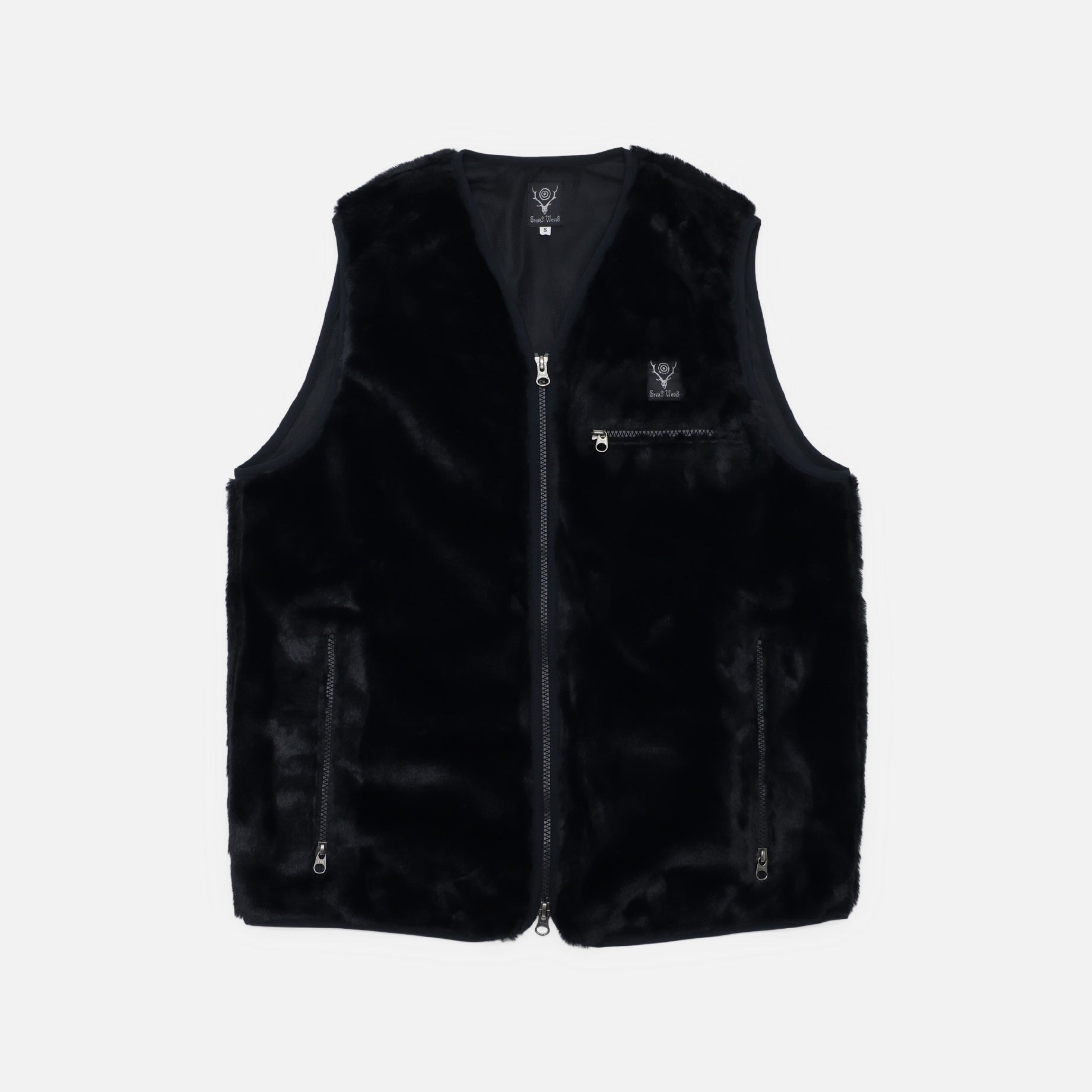 PIPING VEST - MICRO FUR(BLACK)