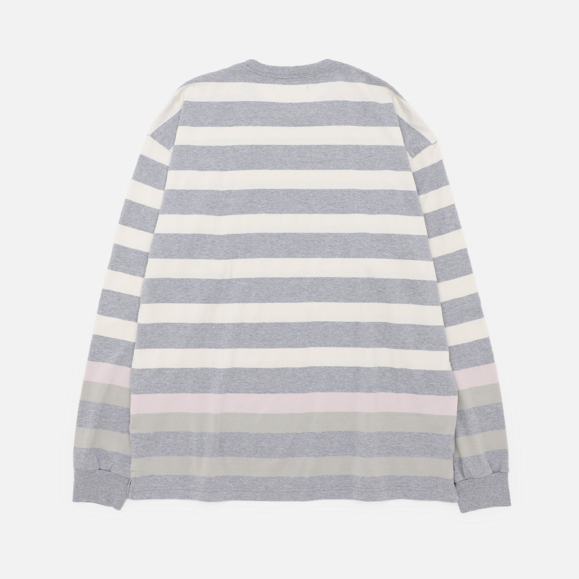 LONG-SLEEVE BORDER T-SHIRT(GRAY × PINK)