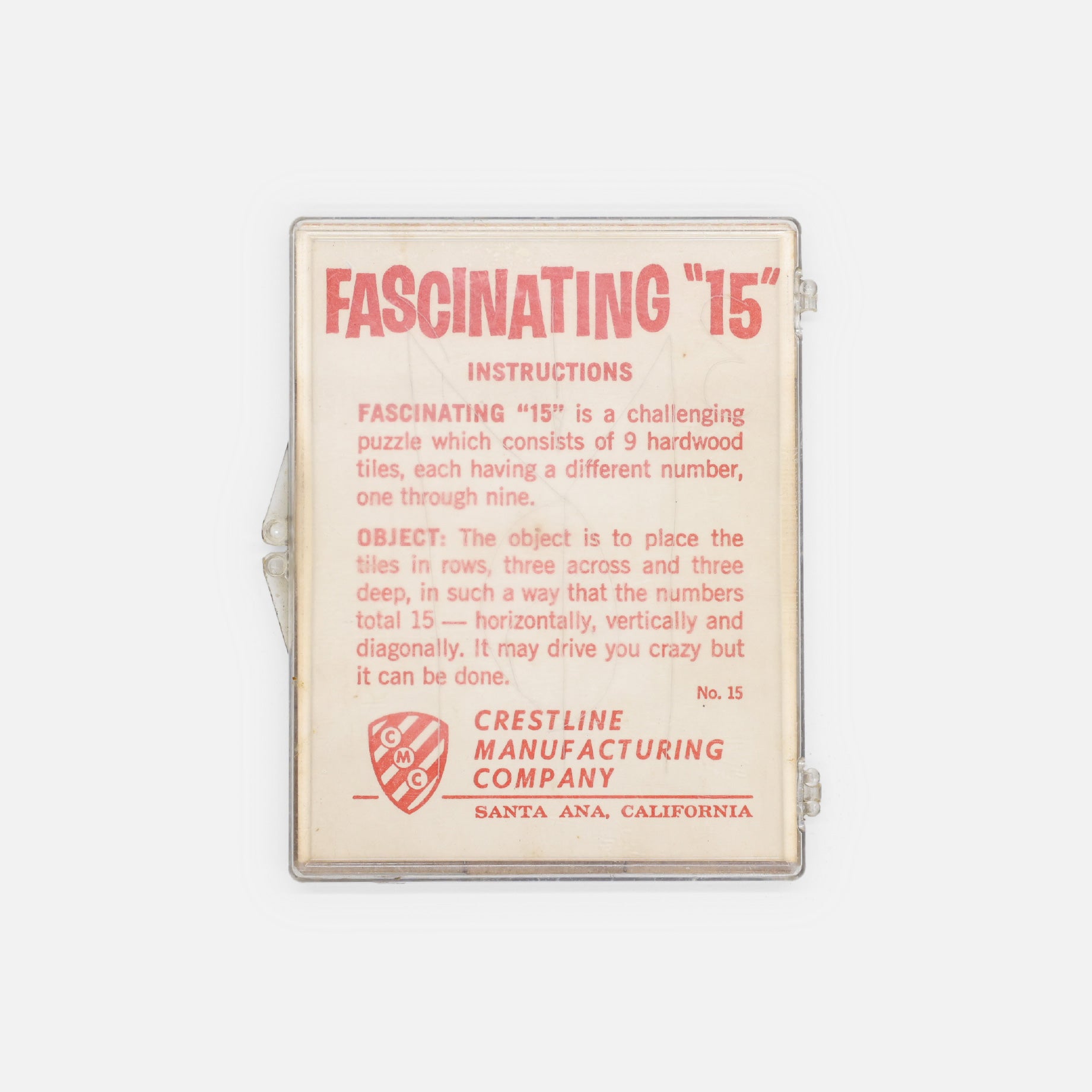 VINTAGE MISCELLANEOUS “FASCINATING 15 PUZZLE” WOODEN TOY(CRESTLINE)