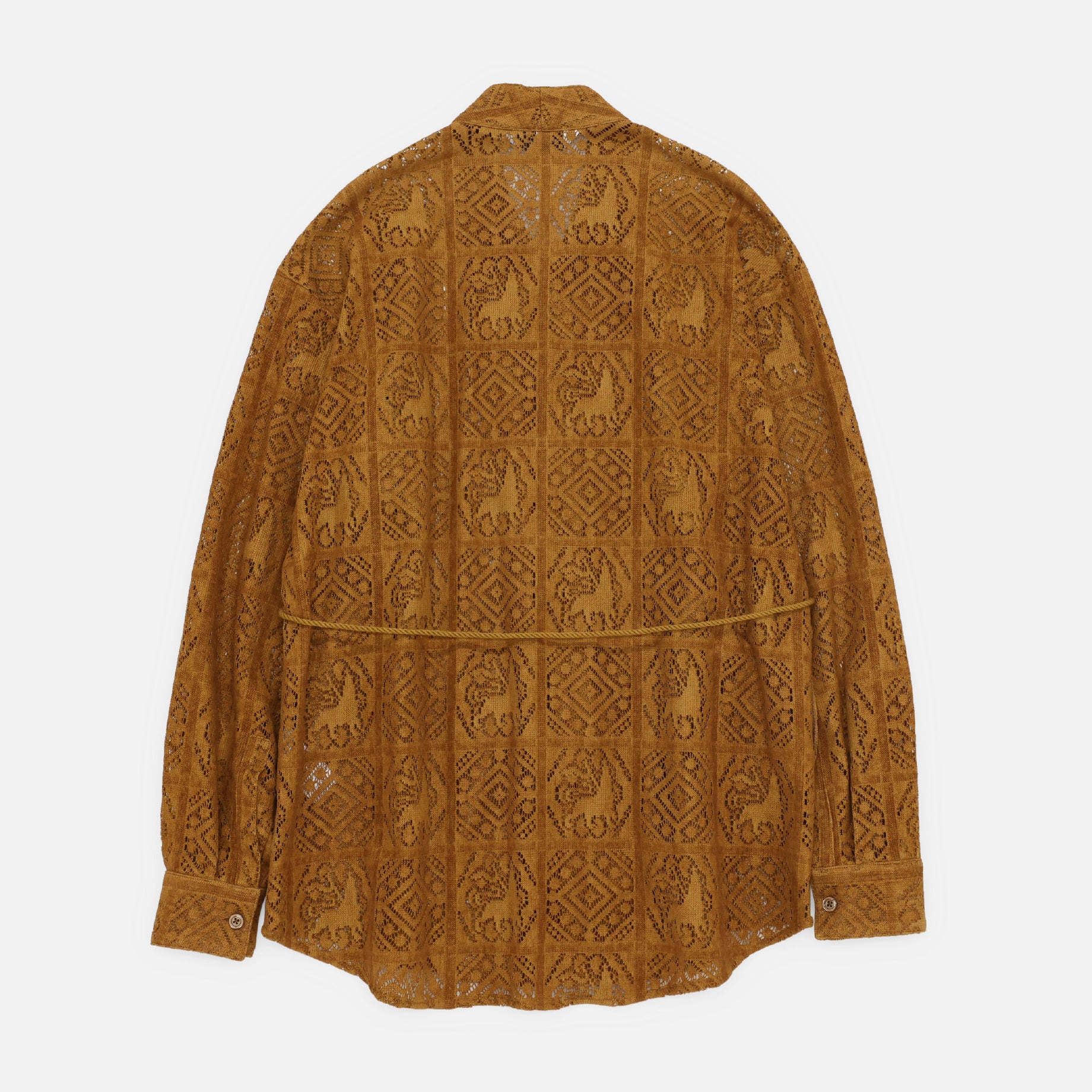 VELVET LACE WA-NECK SHIRT(CAMEL)