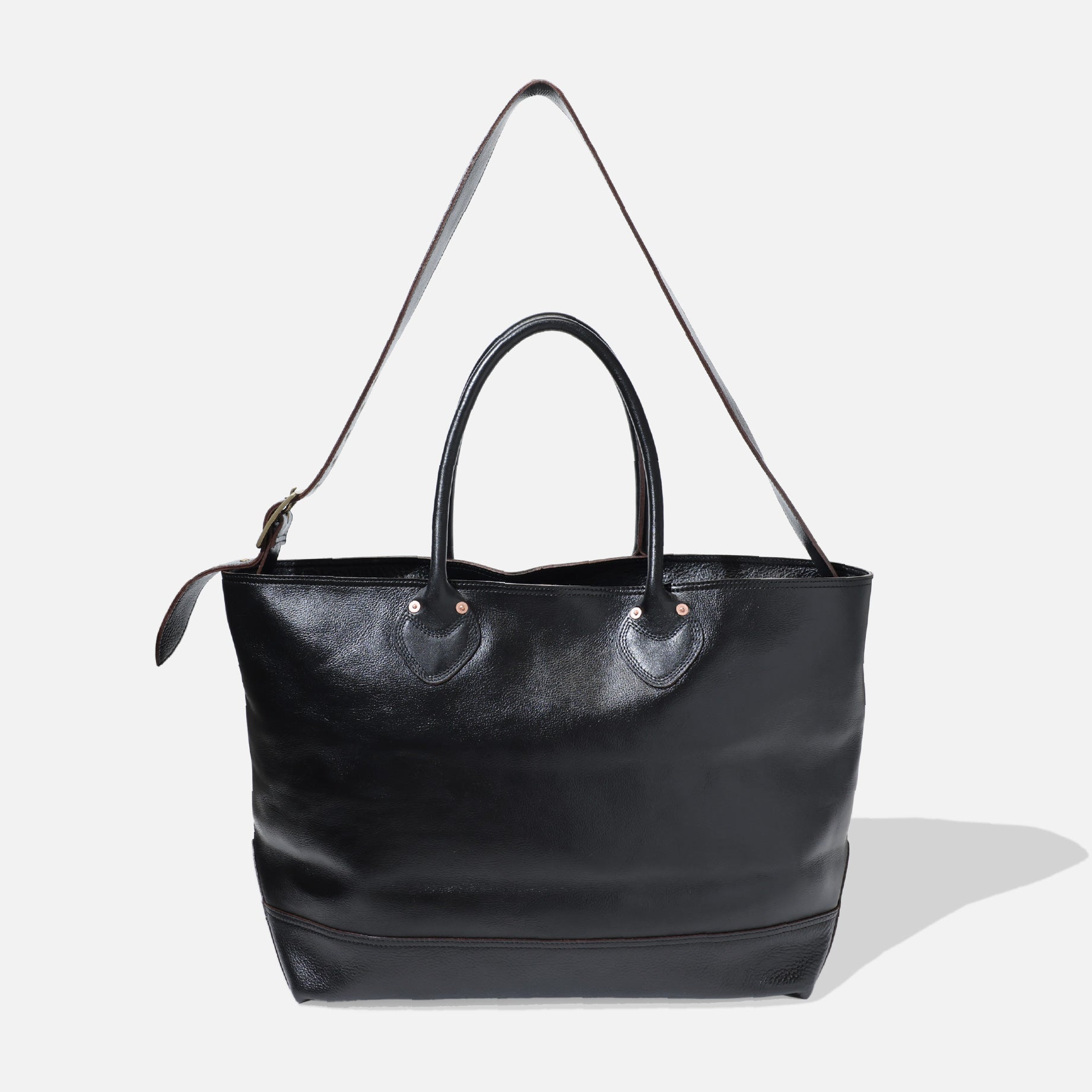 LEATHER TOTE BAG(BLACK SHRINK)