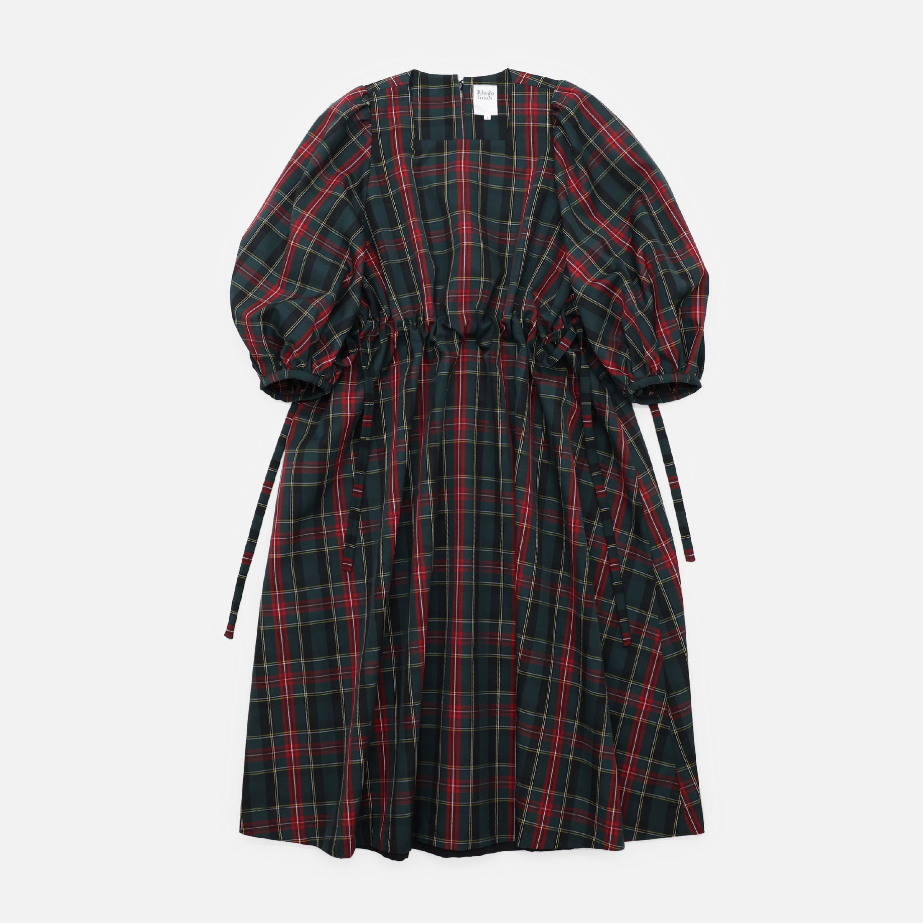 RIBBON DRESS - PLAID(BLACK)