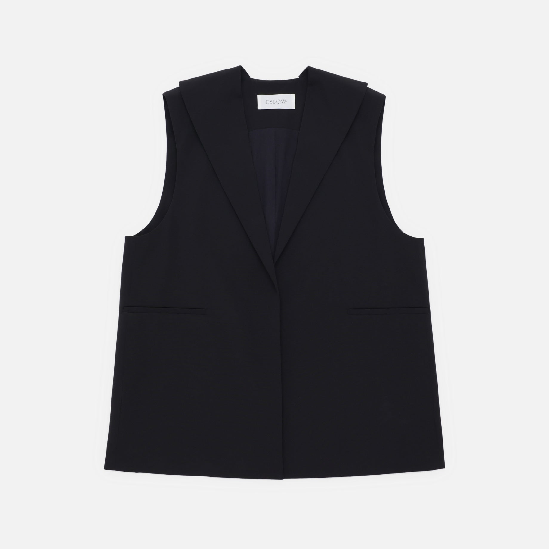 FLAT COLLAR VEST(BLACK)