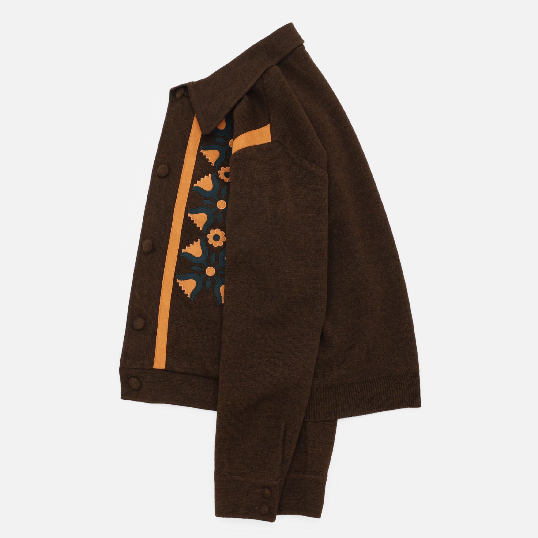 KNIT CARDIGAN "FLOWER"(BROWN)