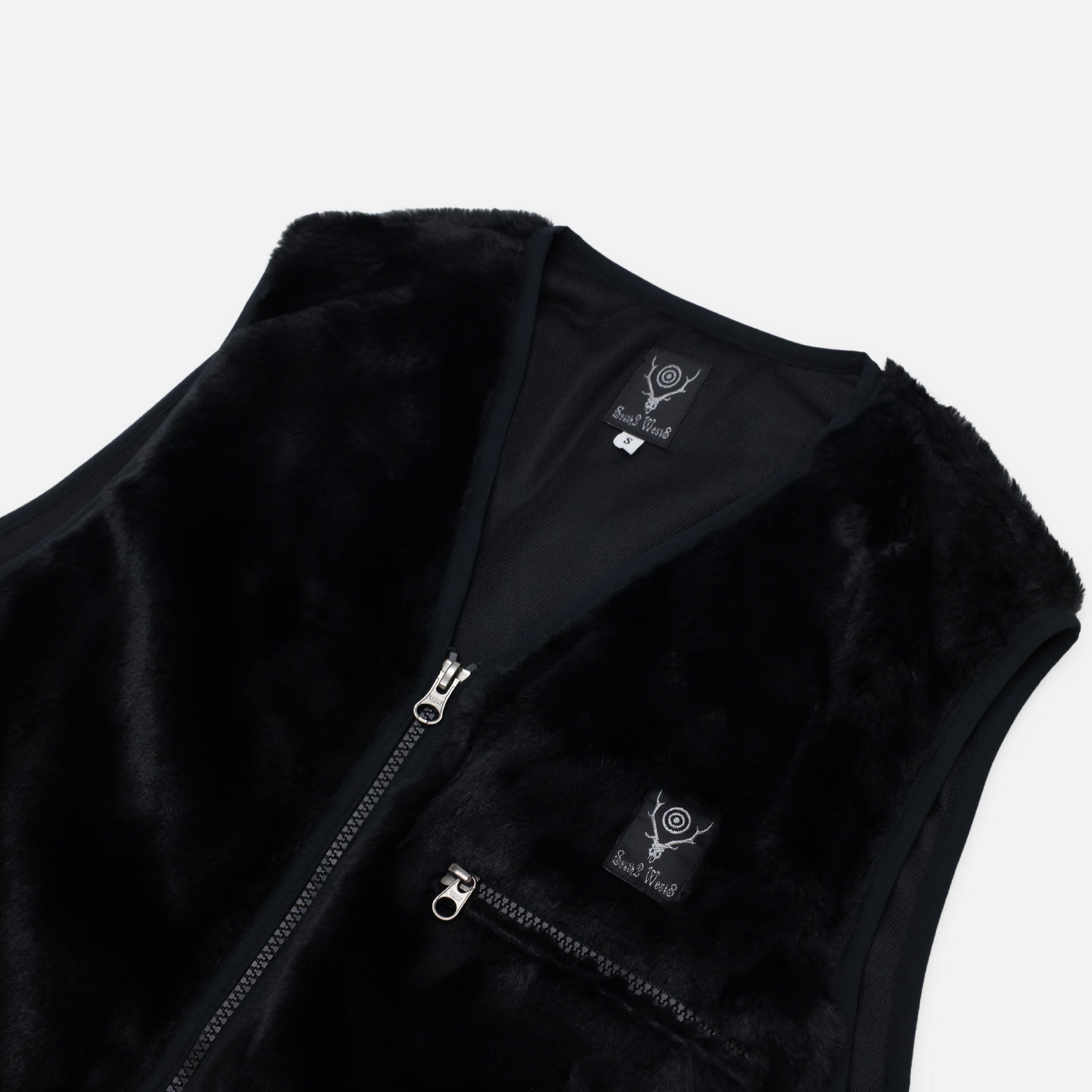 PIPING VEST - MICRO FUR(BLACK)