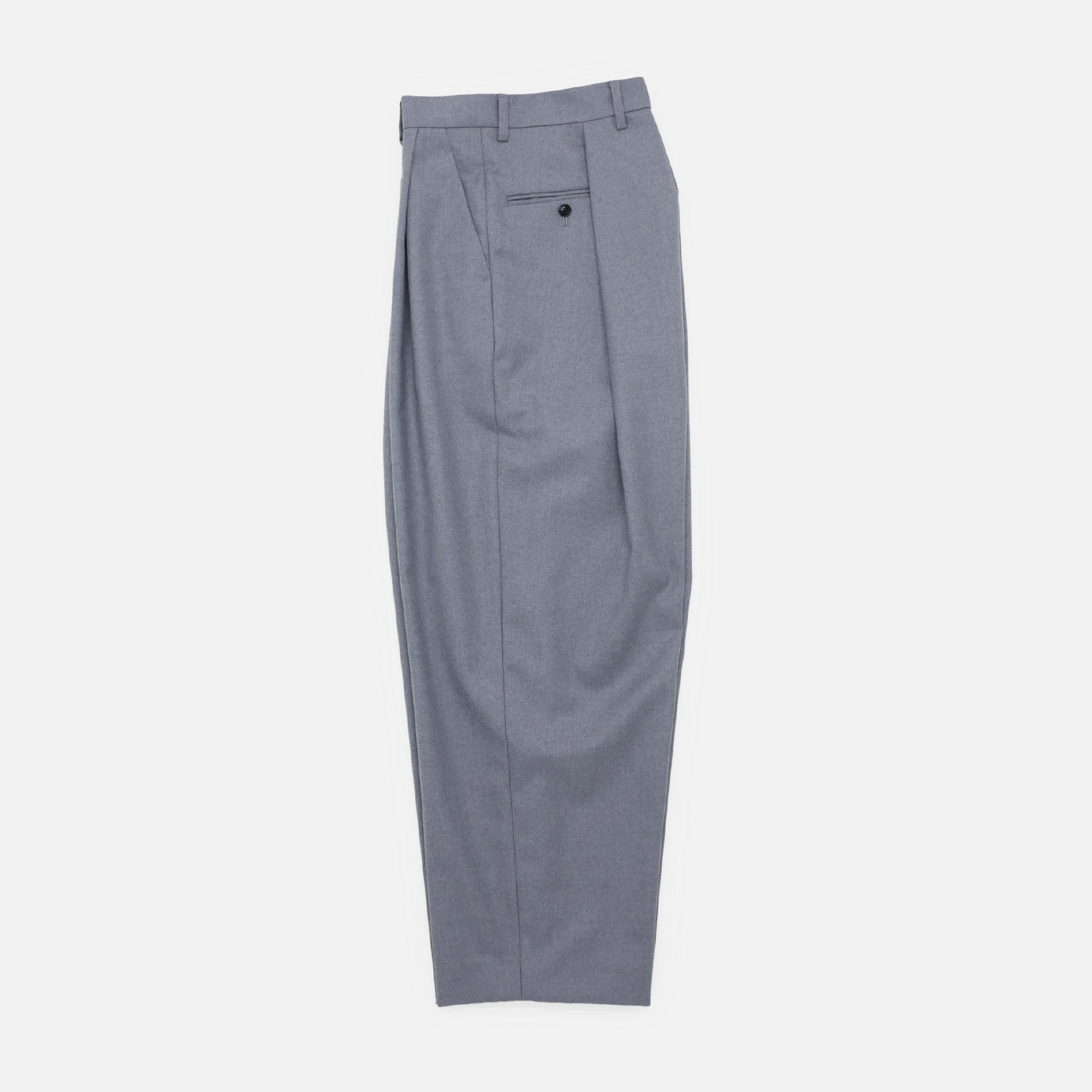 WOOL GABARDINE OVER TUCK PANTS(GRAY)