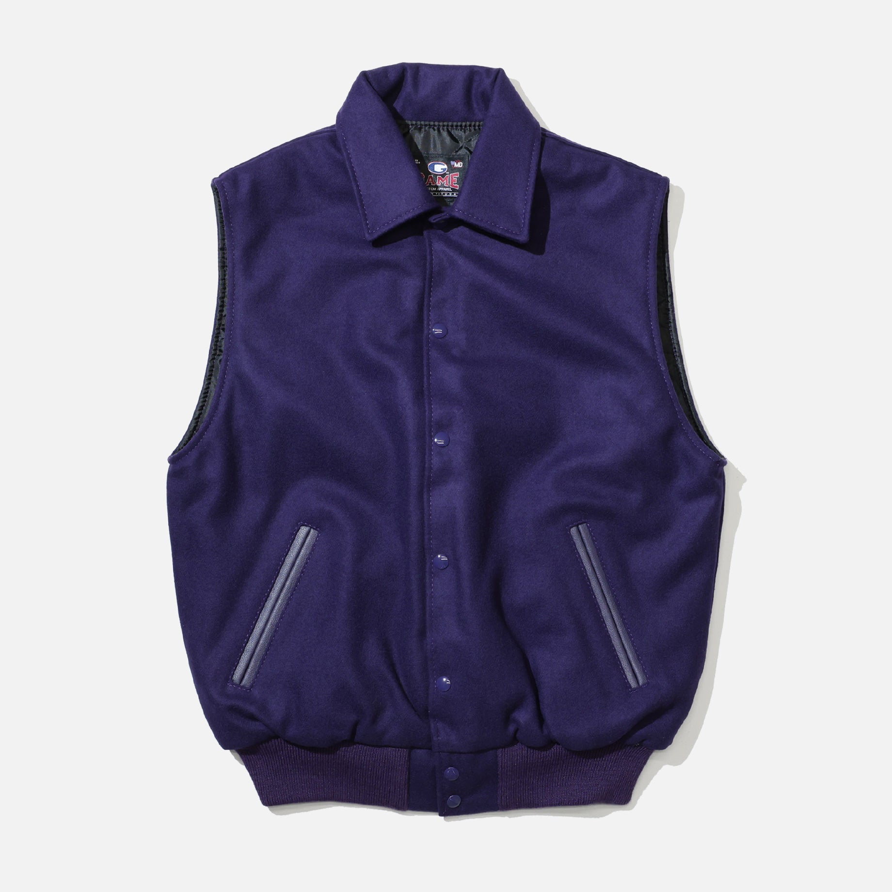 GAME SPORTS WEAR VARSITY VEST BYLON COLLAR(DK.PURPLE)