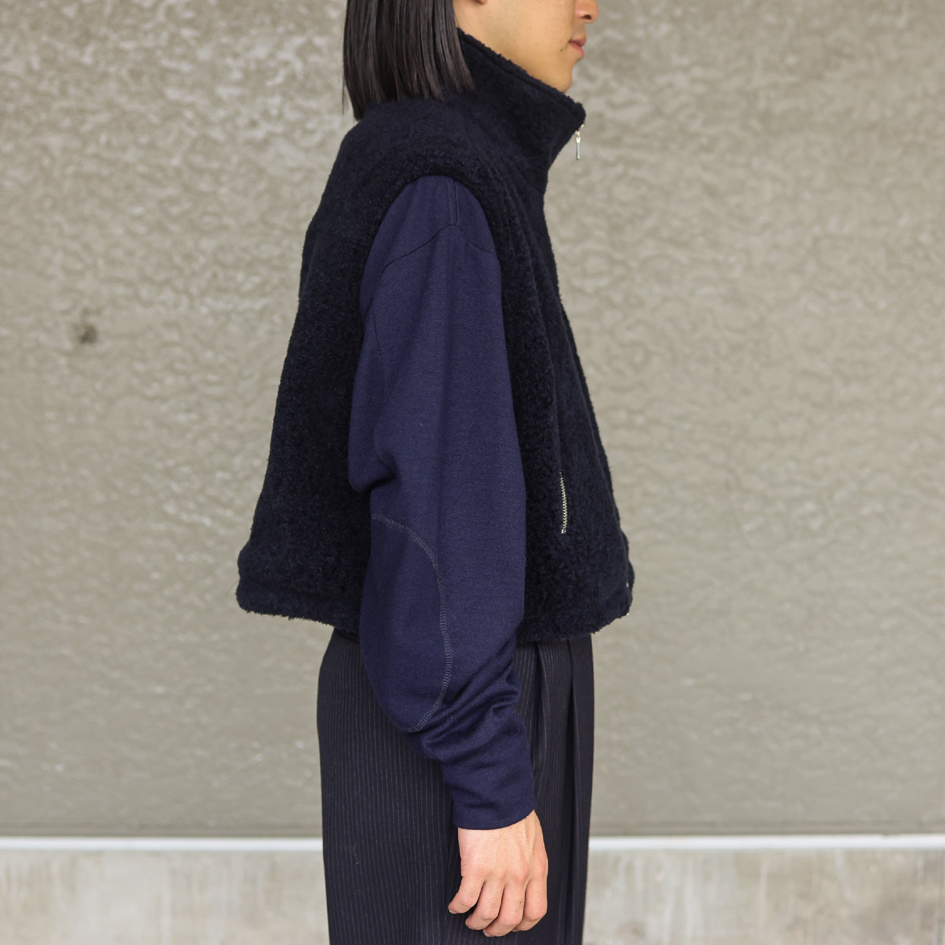 SHEEP BOA ZIP UP VEST(D .NAVY)