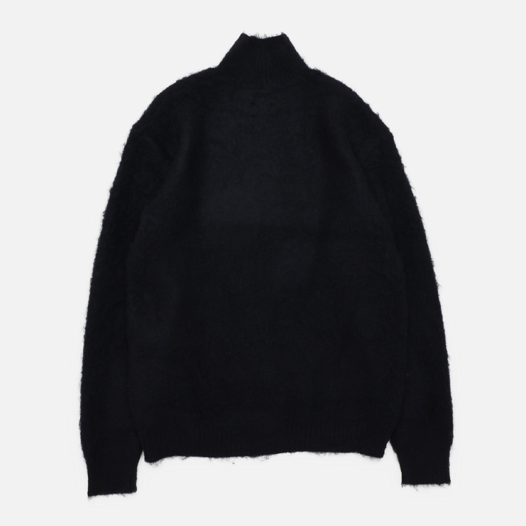 ZIPPED MOHAIR CARDIGAN - SOLID(BLACK)