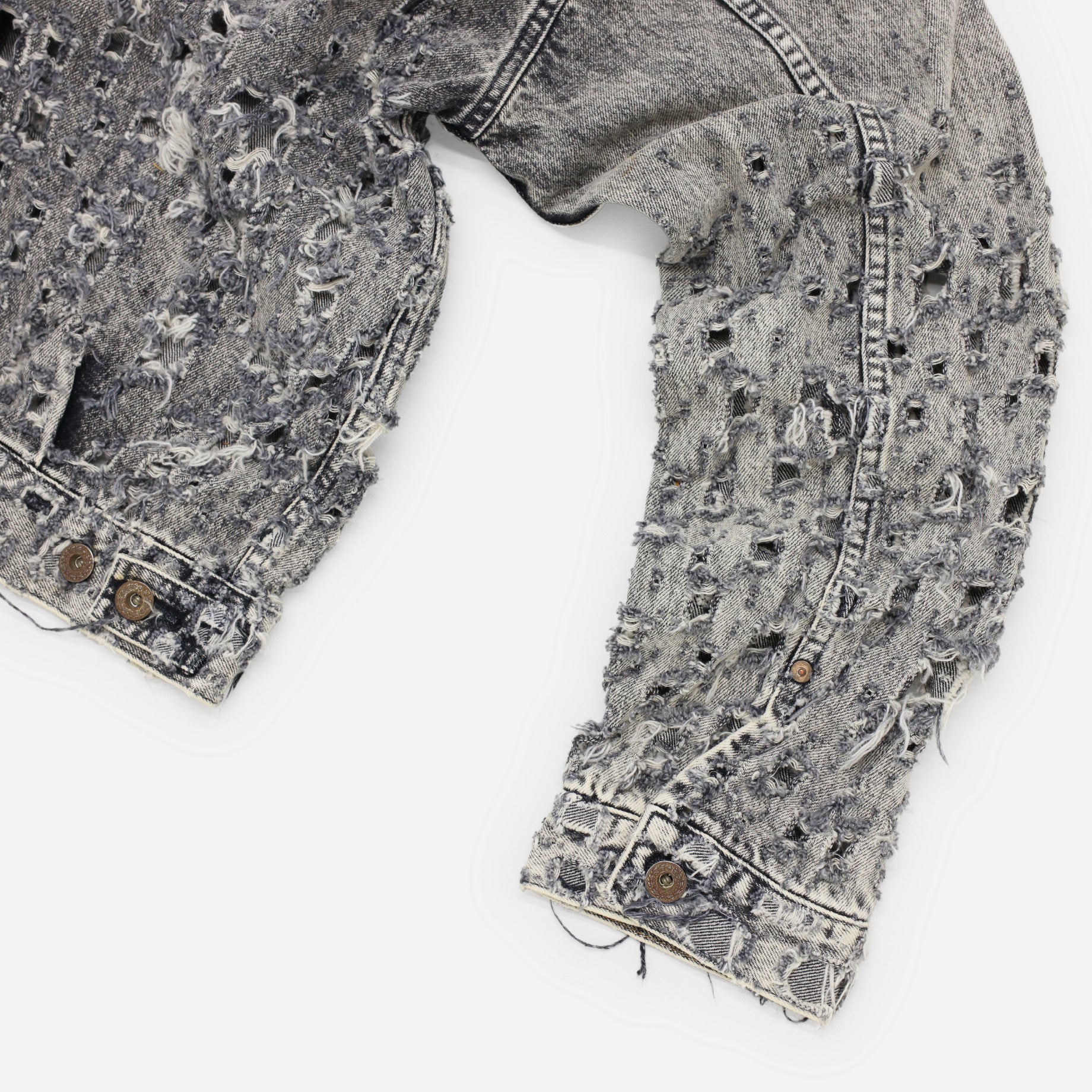 CRASHED BLACK MODERN DENIM JACKET(FADED BLACK)