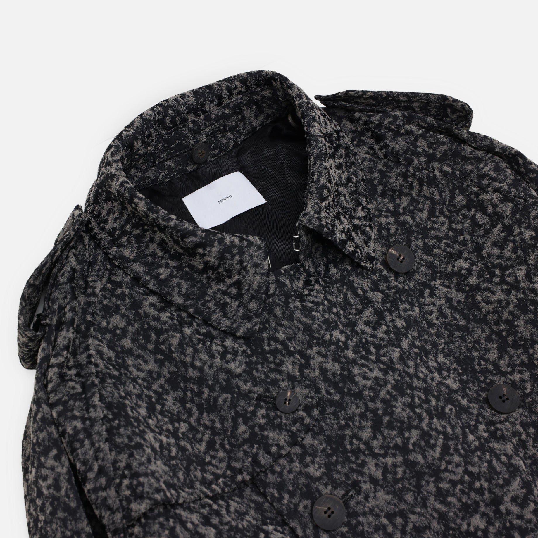 URETHANE JACQUARD TRENCH COAT(BLACK & WHITE)