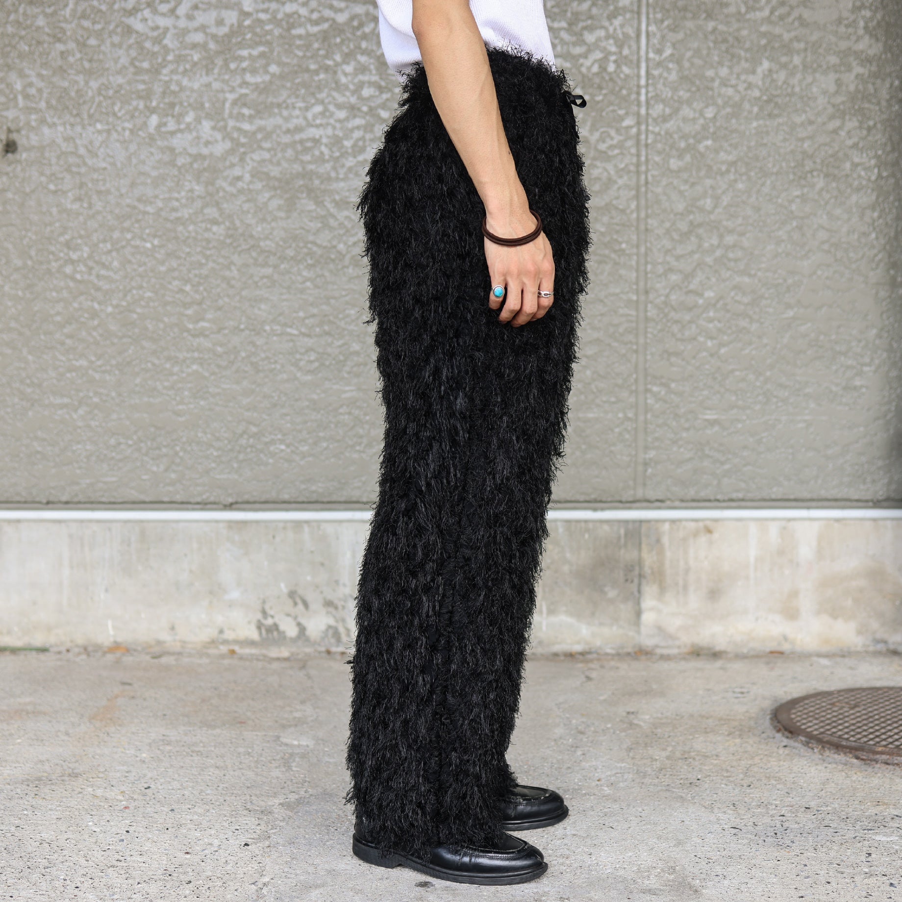 STRING EASY PANT - PE/R ARGYLE FRINGE JQ.(BLACK)
