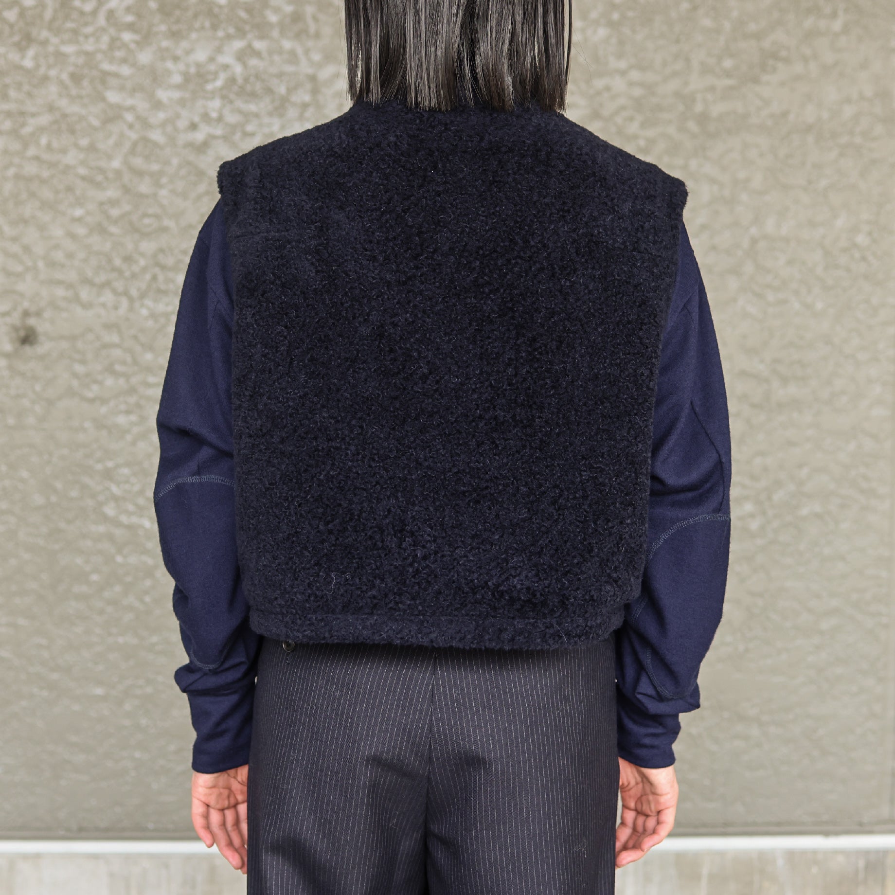 SHEEP BOA ZIP UP VEST(D .NAVY)