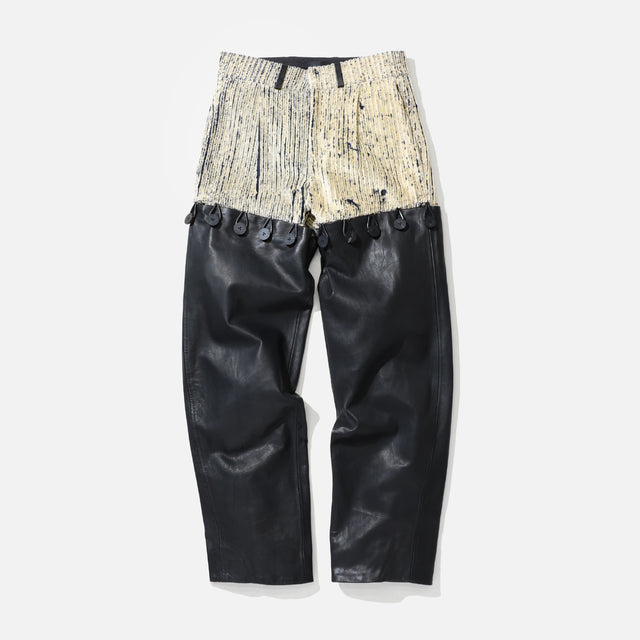 BUTTONED LEATHER PANTS (NAVY)