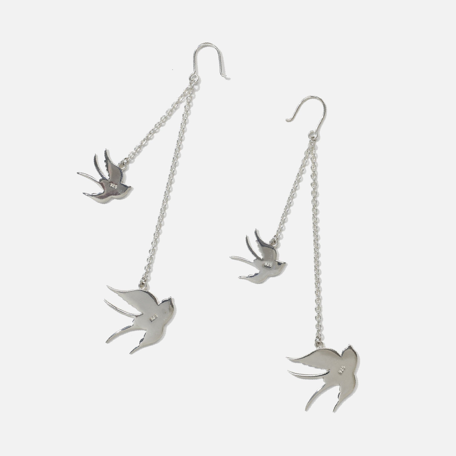 SWALLOW PIERCED EARRINGS - 925 SILVER (SILVER)