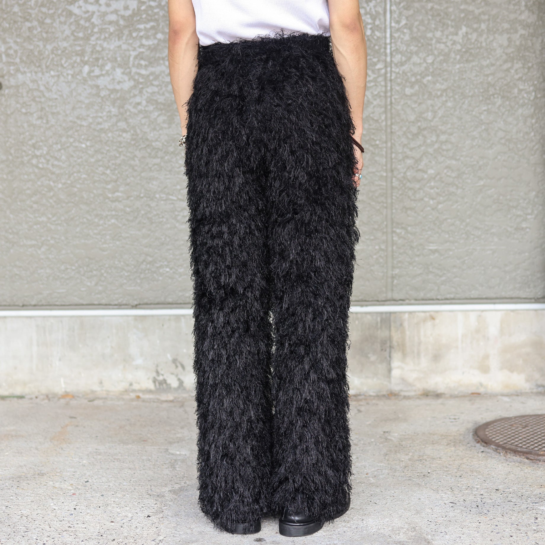 STRING EASY PANT - PE/R ARGYLE FRINGE JQ.(BLACK)